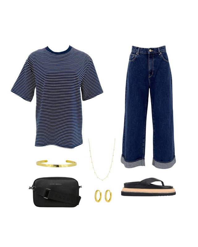 Campbell Stripe Tee Navy