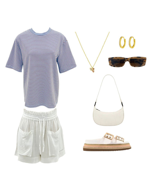 Campbell Stripe Tee Blue