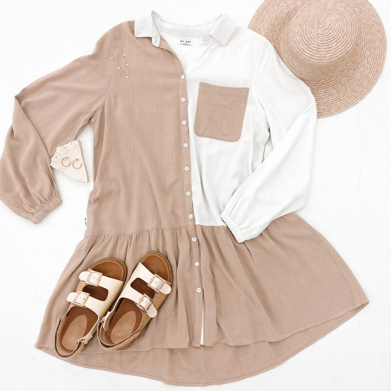 The Logan Mini Dress Tan