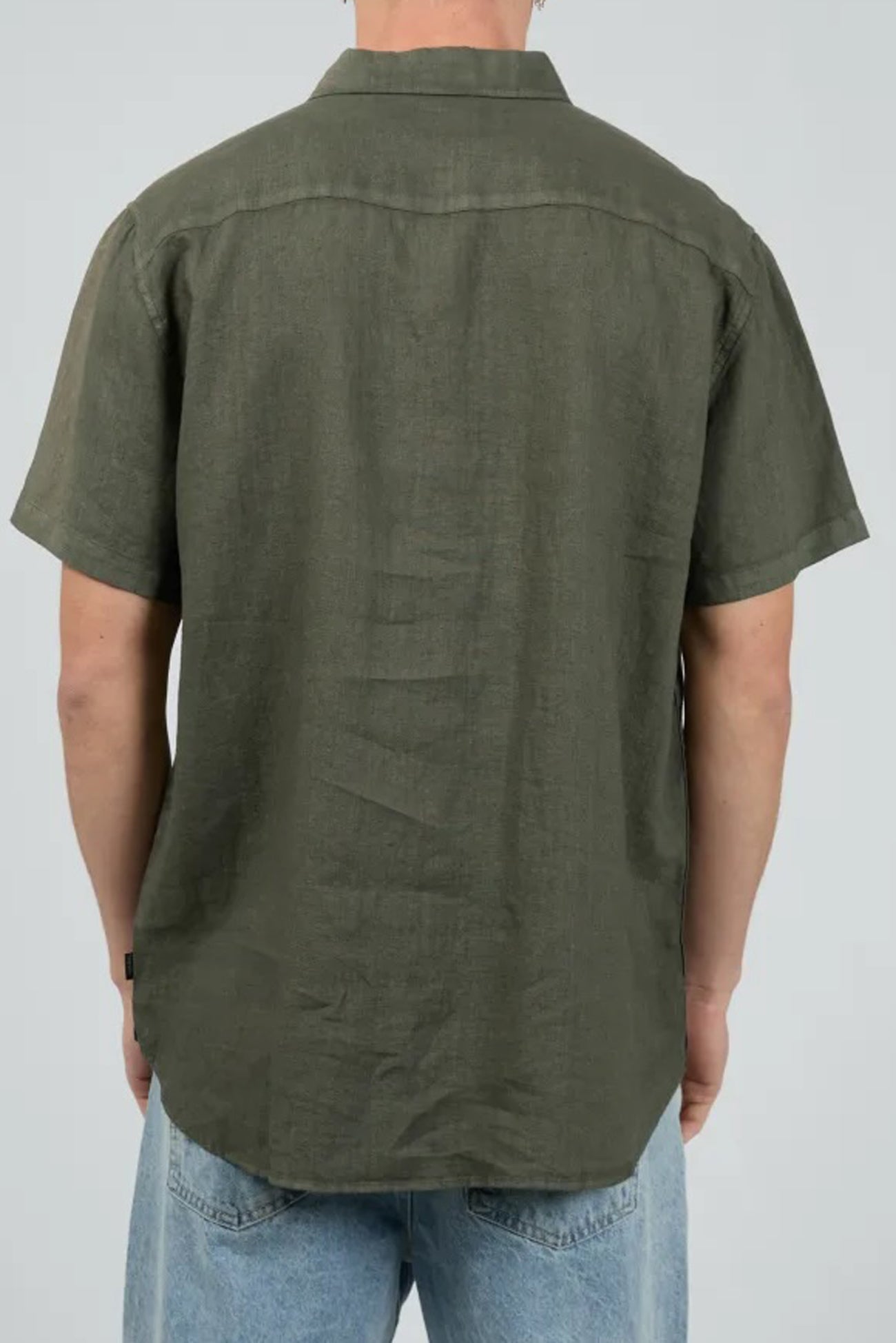 Linen Short Sleeve Shirt Olive