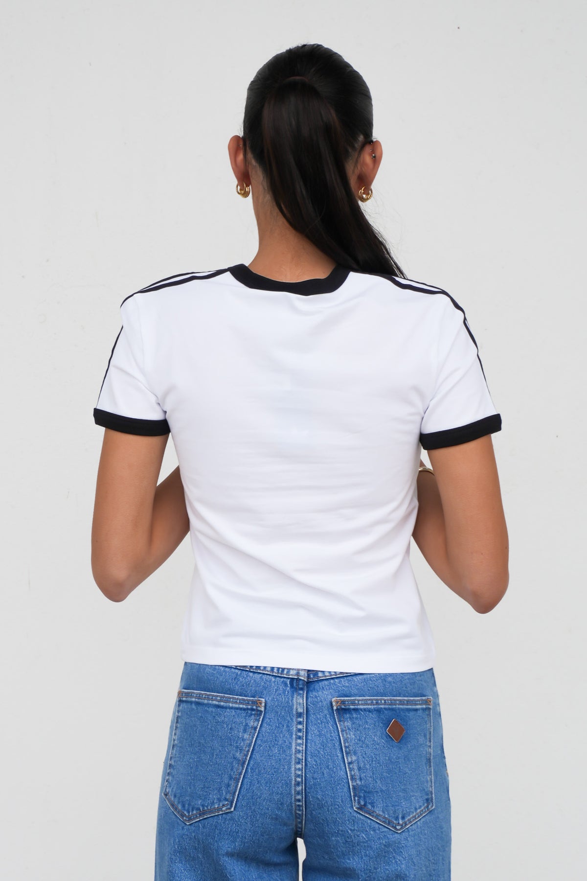 3 Stripe Slim Tee White Black