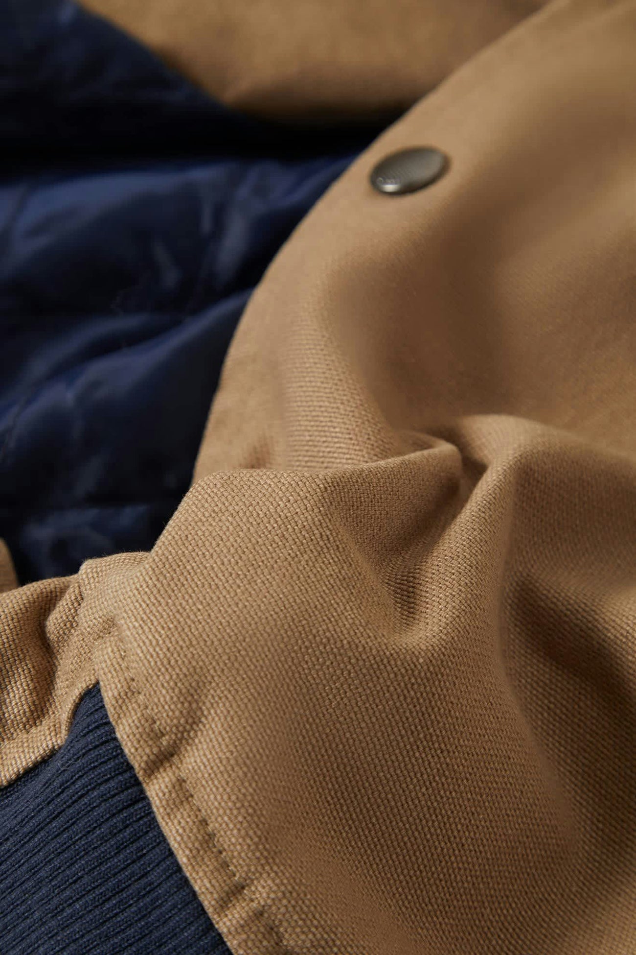 Canvas Hooded Bomber Jacket Khaki Mood Indigo