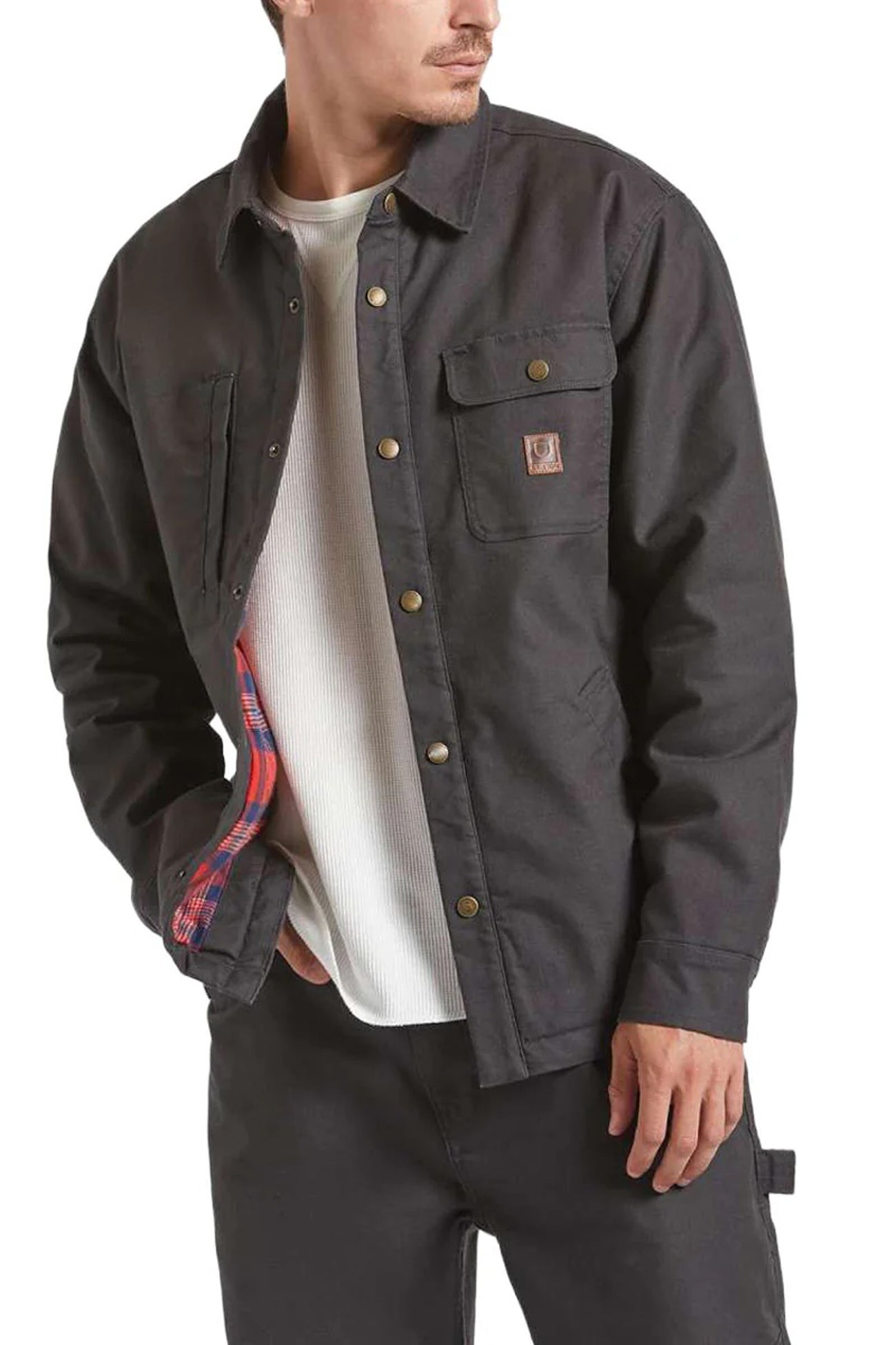 Builders Stretch Lined Jacket Washed Black Red