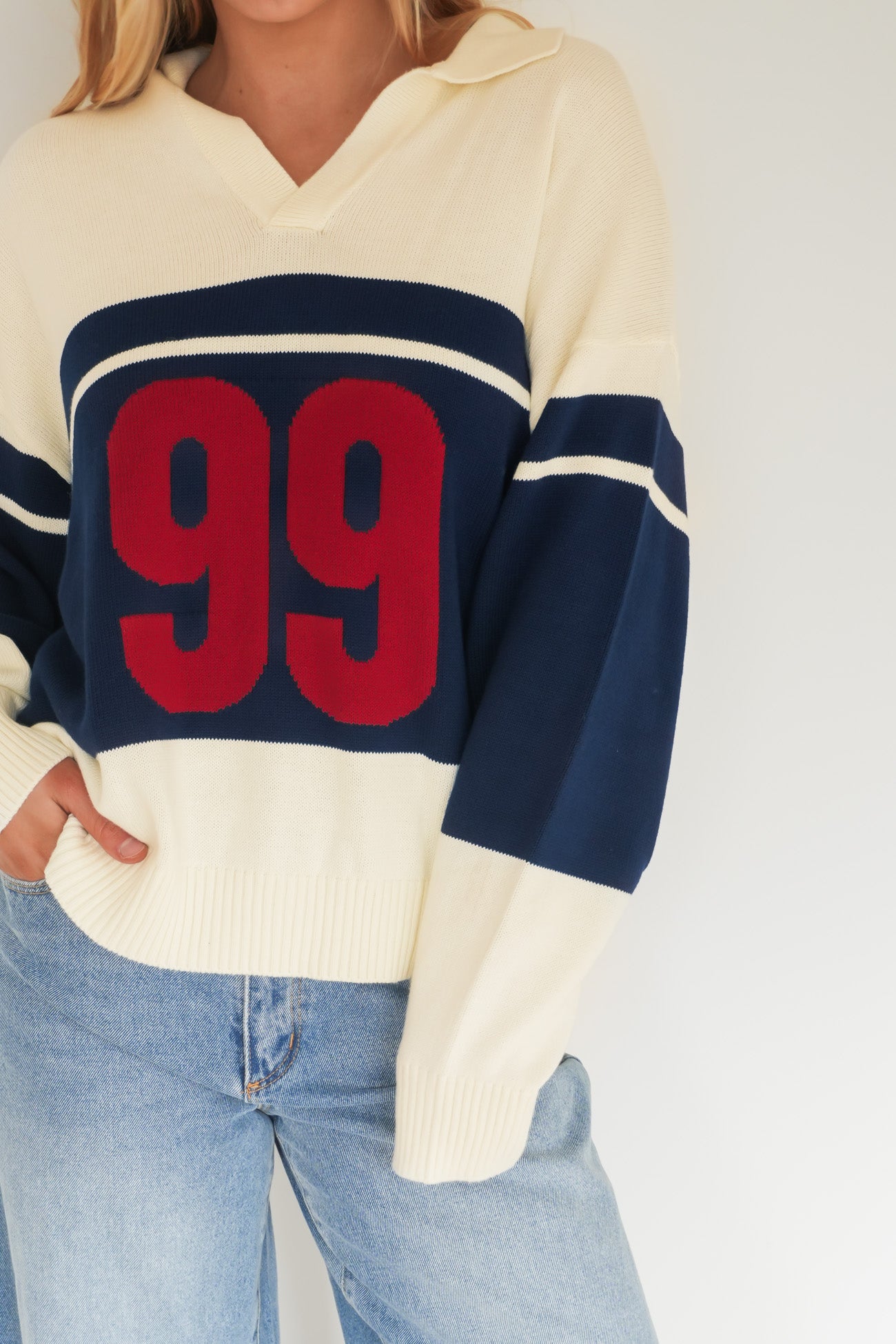 A 99 Rugby Knit Blue Stripe