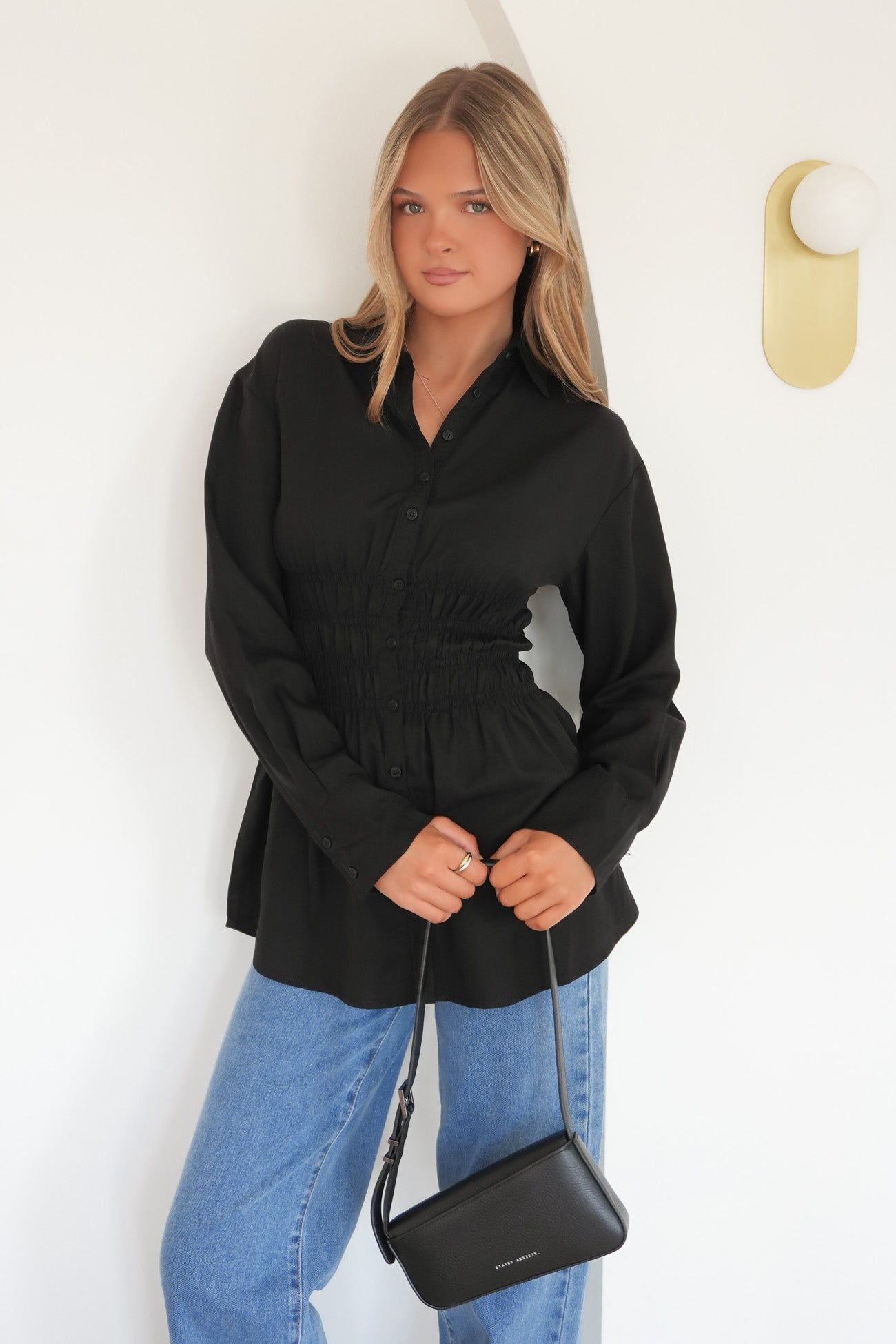 AAE Ruched Shirt Black