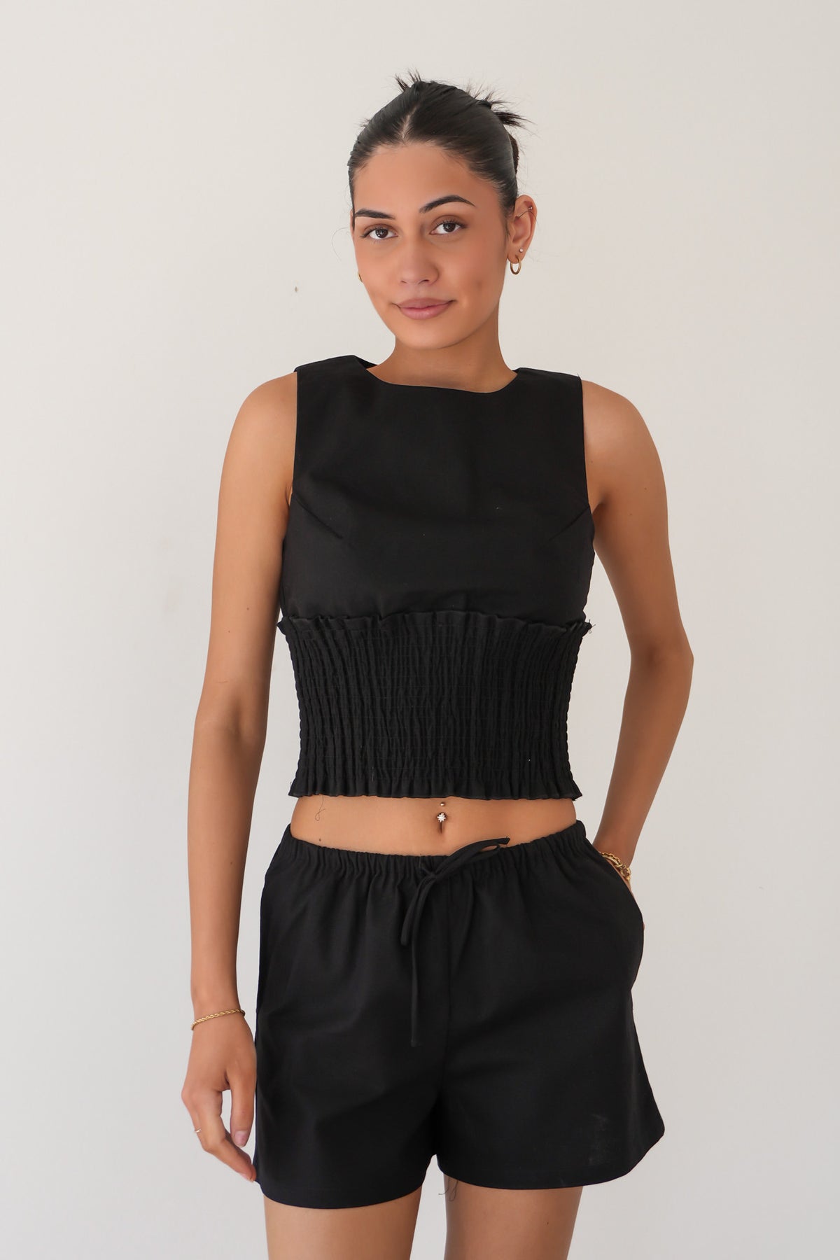 AAE Timeless Shirred Tank Black