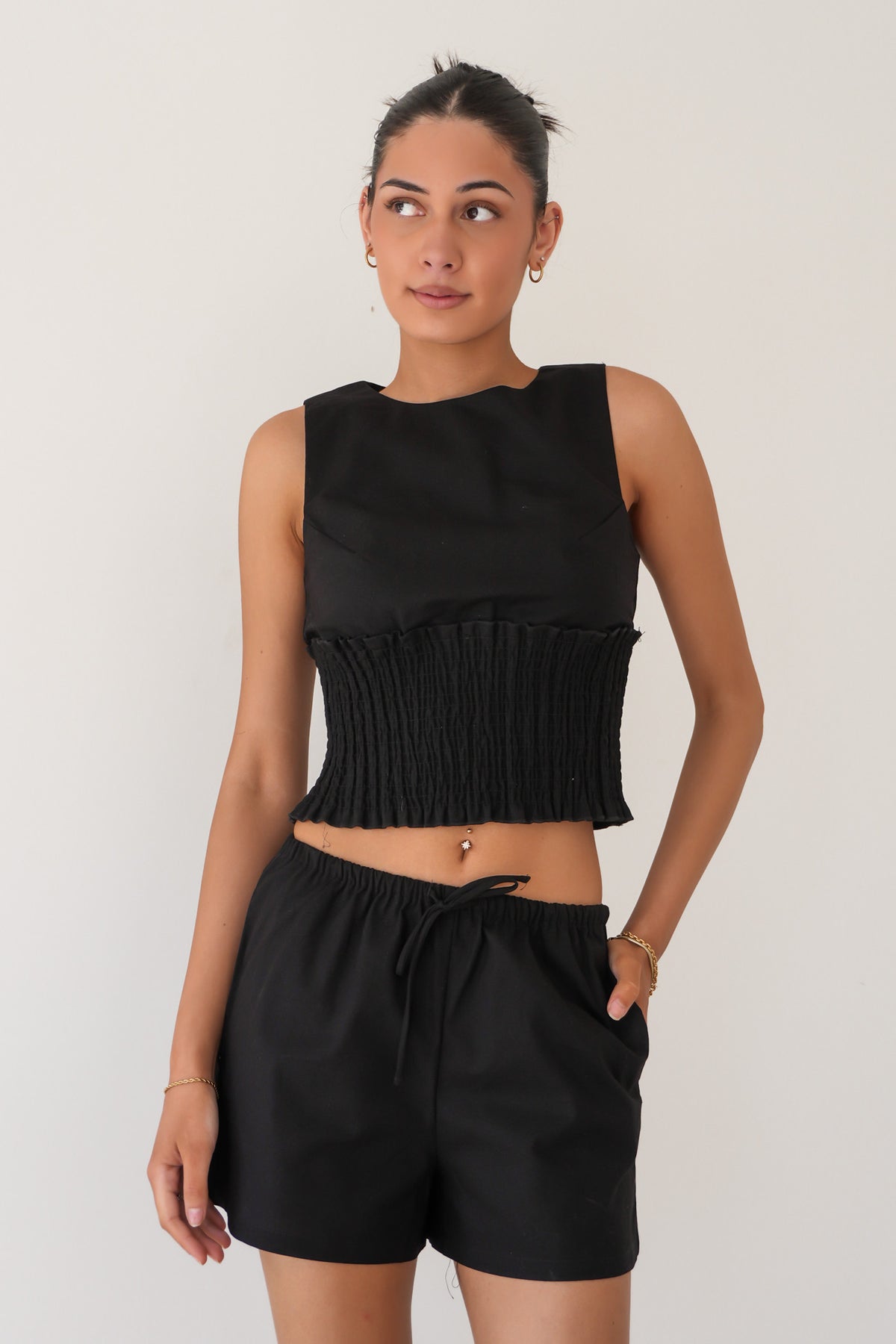 AAE Timeless Shirred Tank Black