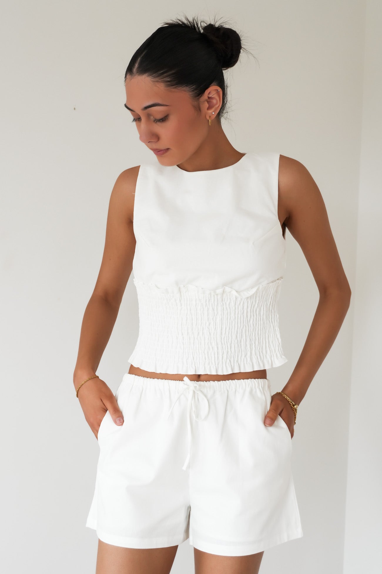 AAE Timeless Shirred Tank White