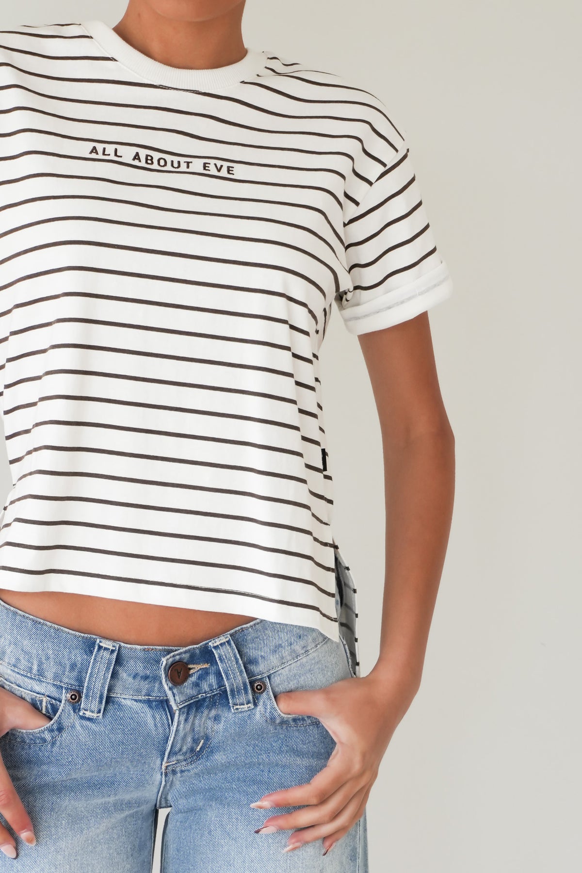 AAE Washed Stripe Tee Brown