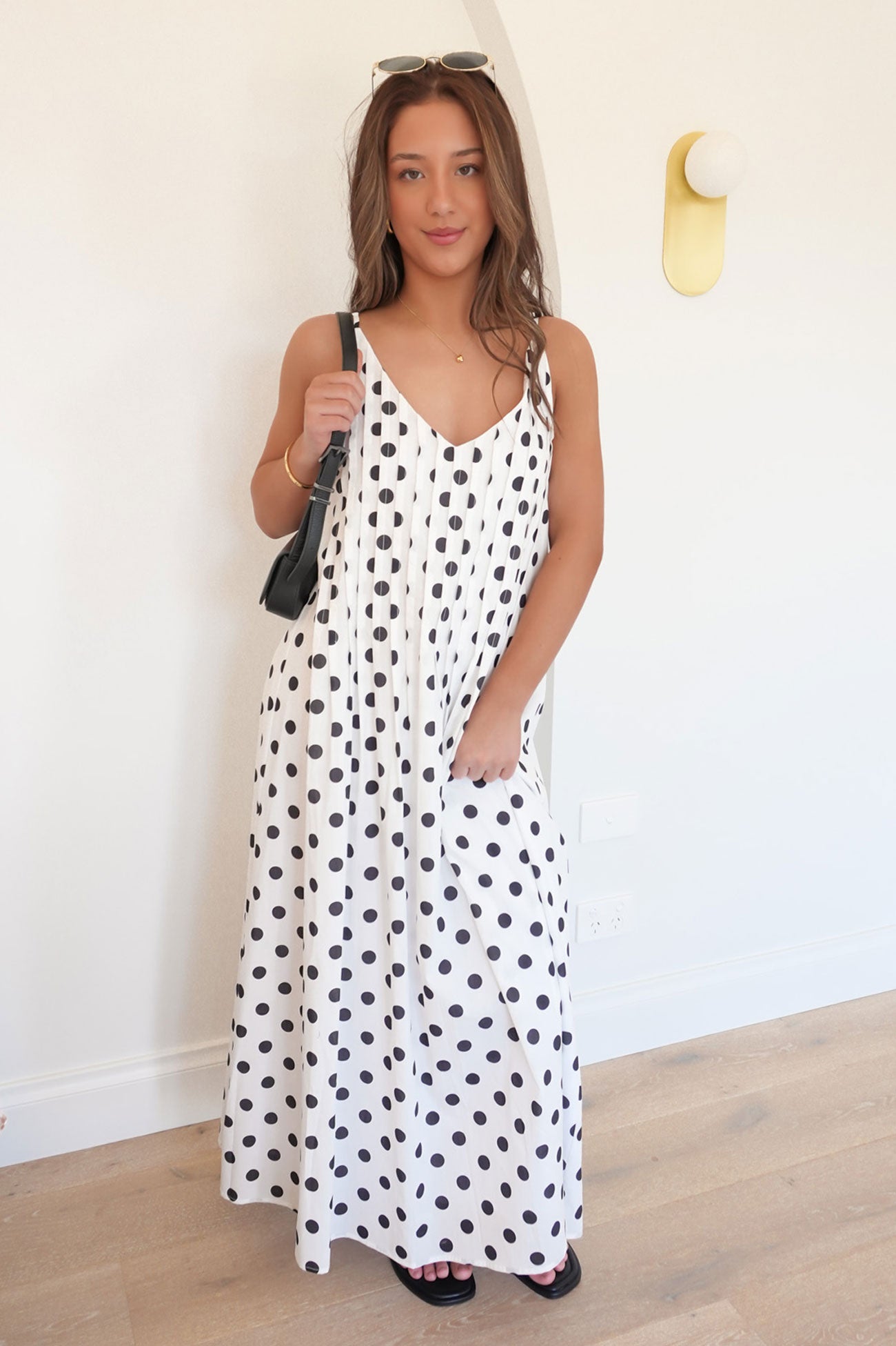 Abella Midi Dress White Polka Dot