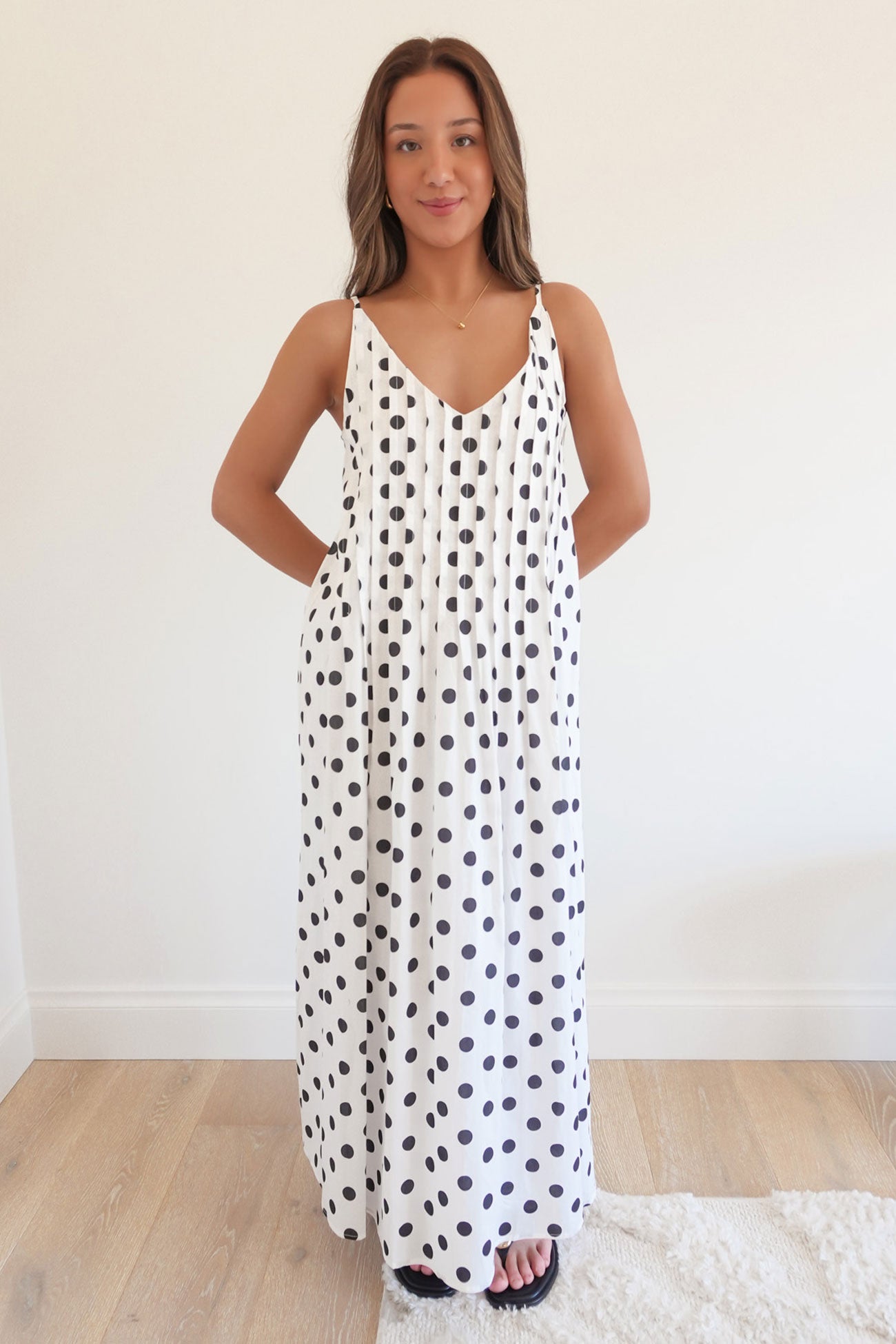 Abella Midi Dress White Polka Dot