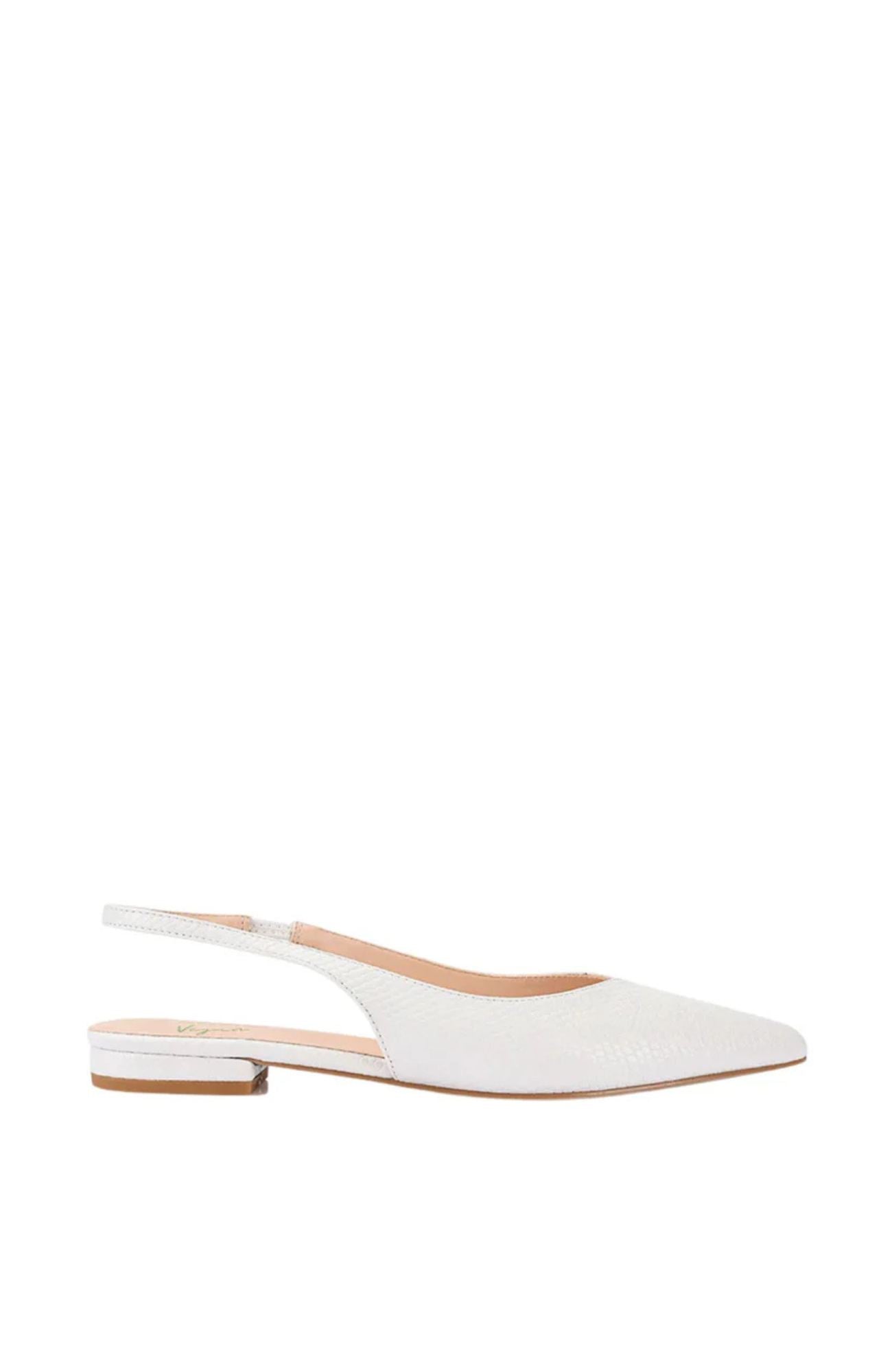 History Slingback Flats Chalk White Snake
