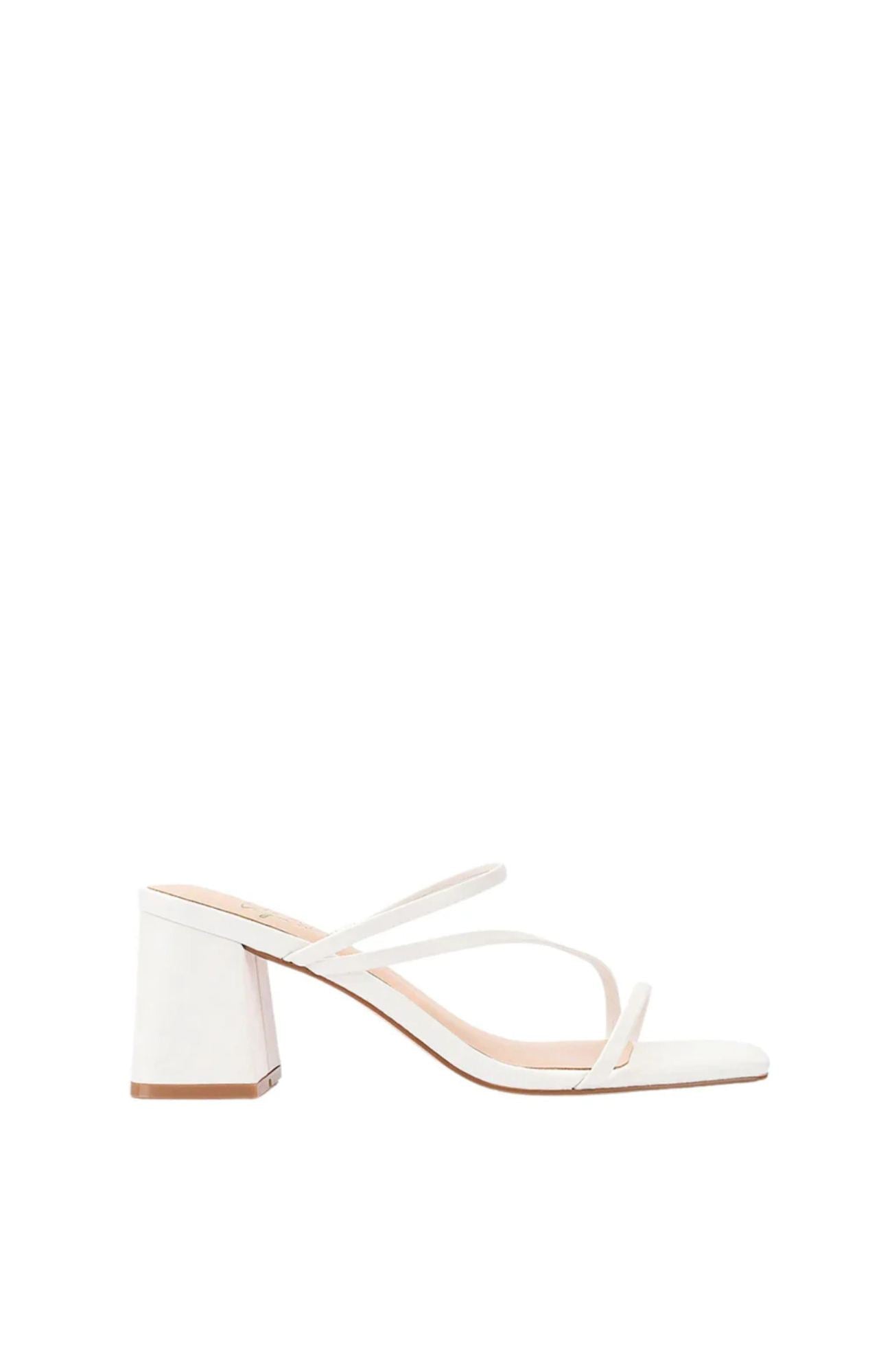 Stanford Block Heel Mules Chalk White