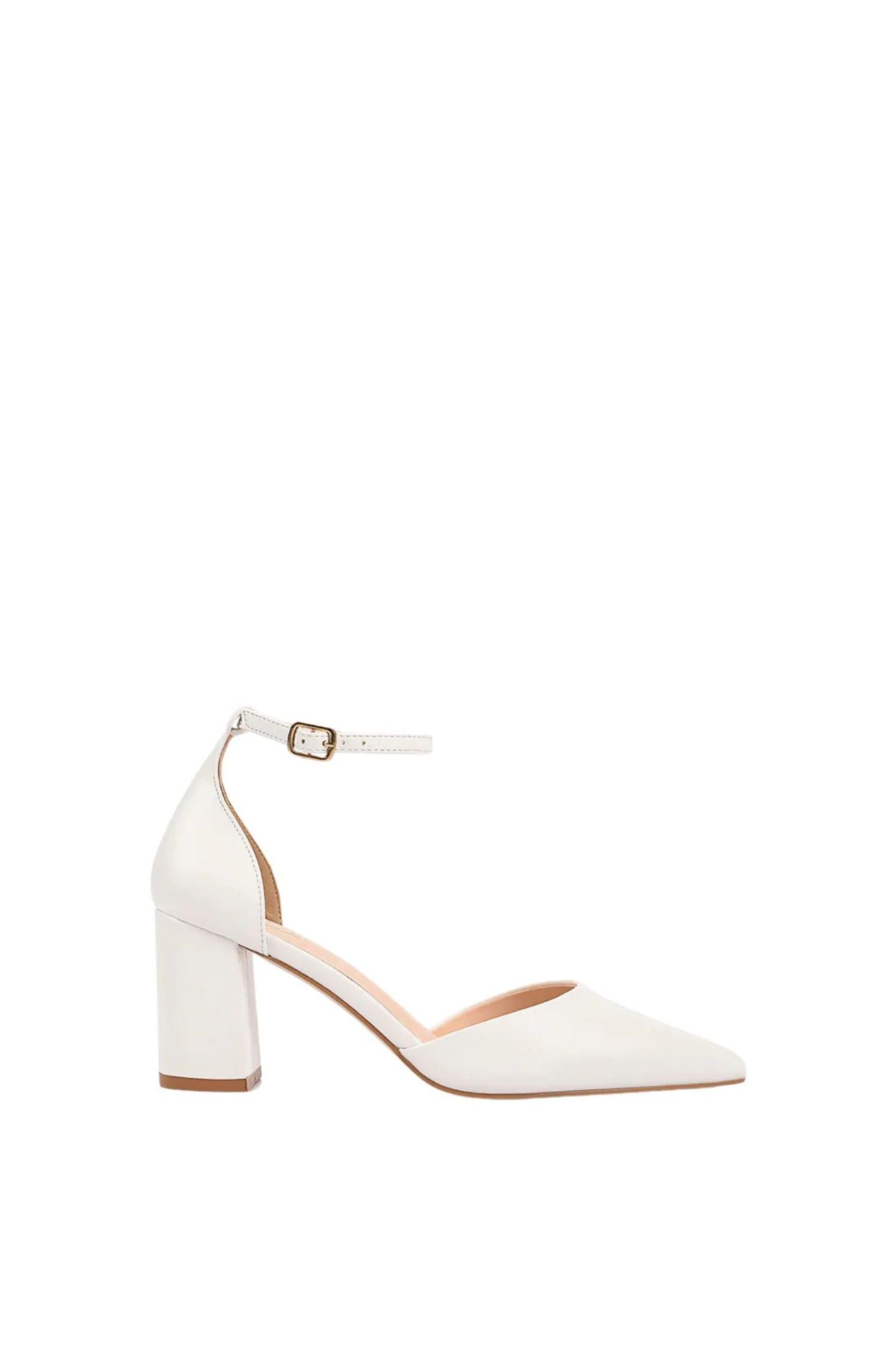 Eli Closed Toe Block Heels Chalk White