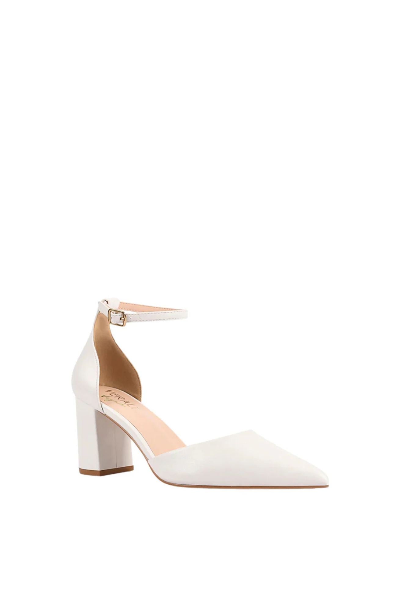 Eli Closed Toe Block Heels Chalk White