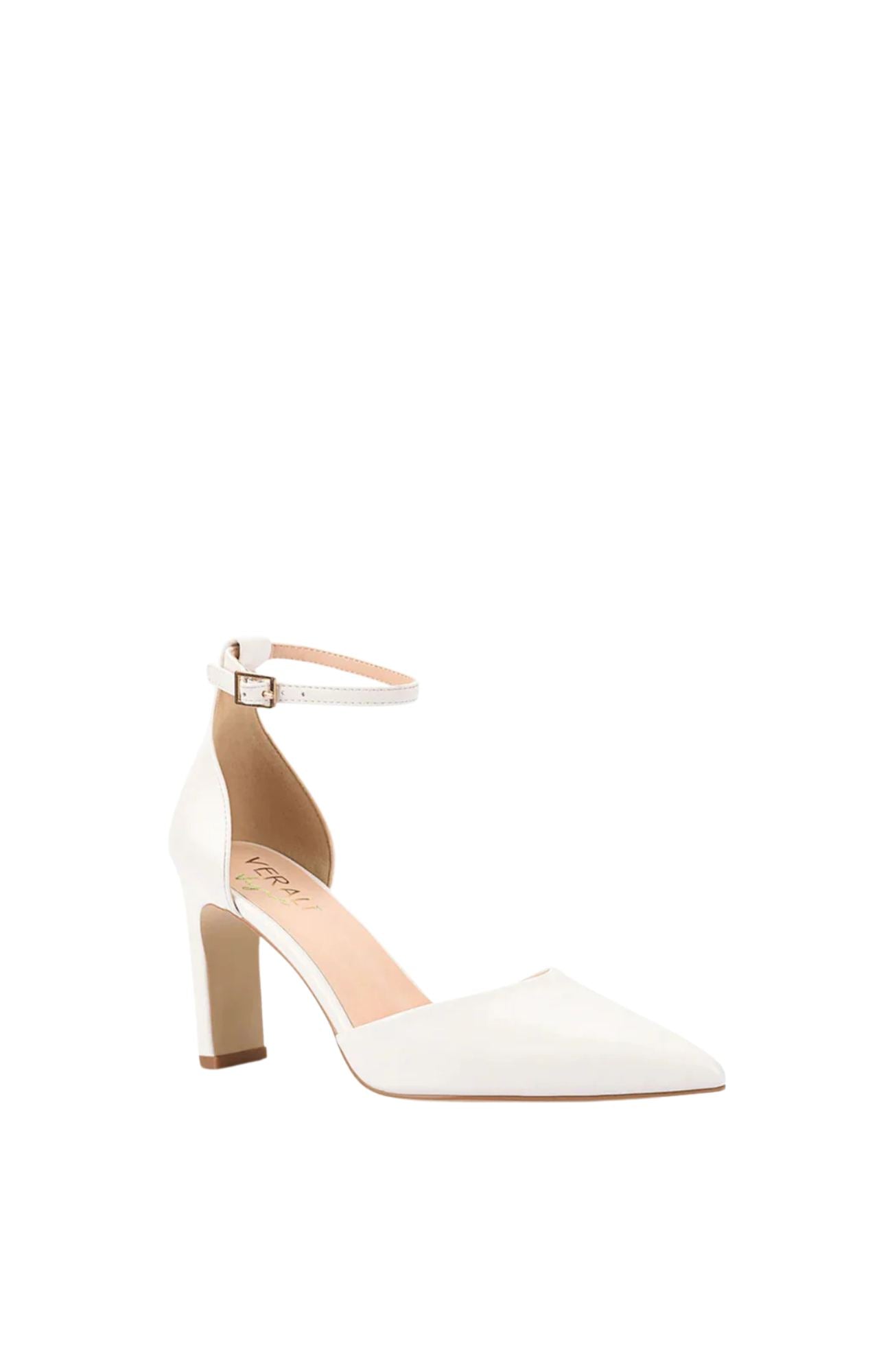 Kosta Closed Toe Block Heels Chalk White