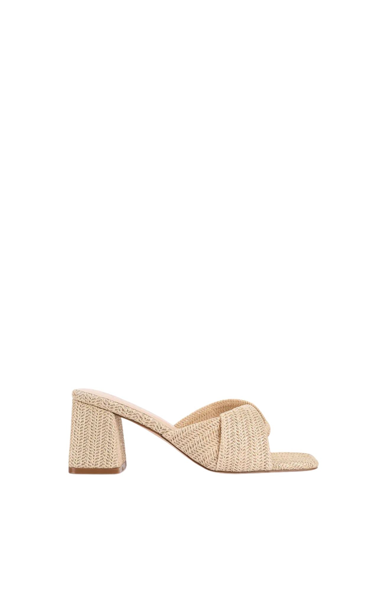 Stella Block Heel Mule Natural Raffia
