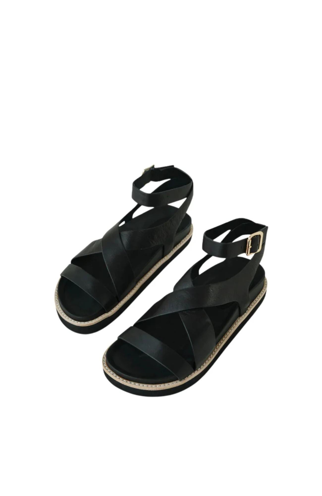 Pilar Leather Sandal Black