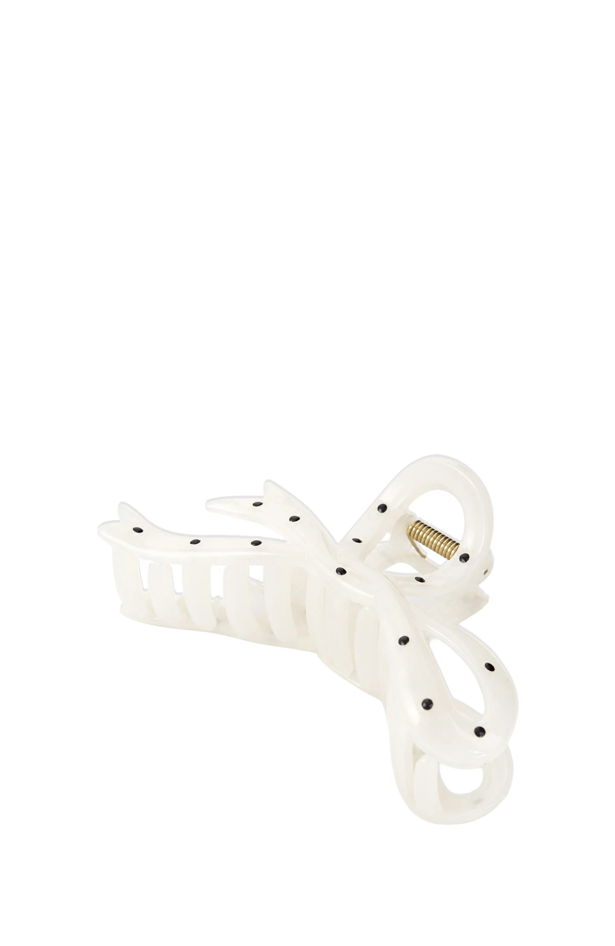 Brenda Ribbon Claw Clip Black Polka Dot