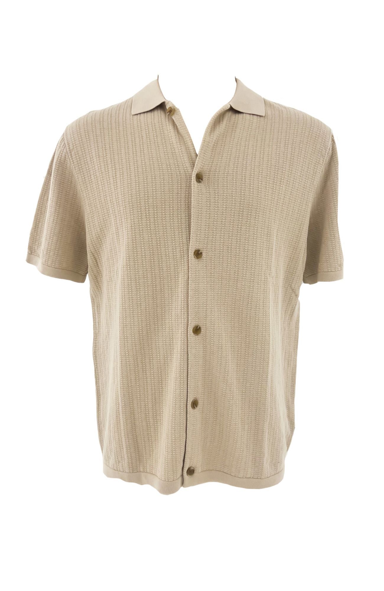 Textured Knit Short Sleeve Shirt Stone