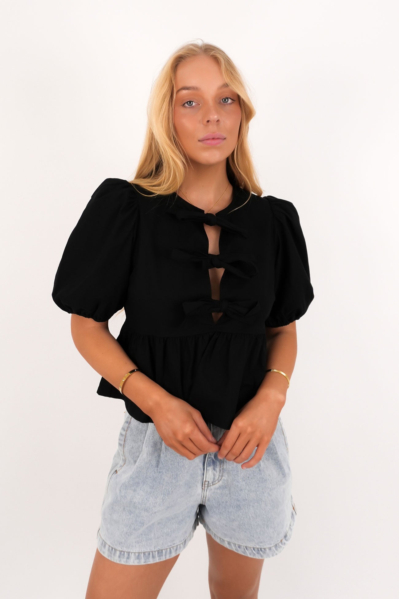 Aftersun Linen Top Black