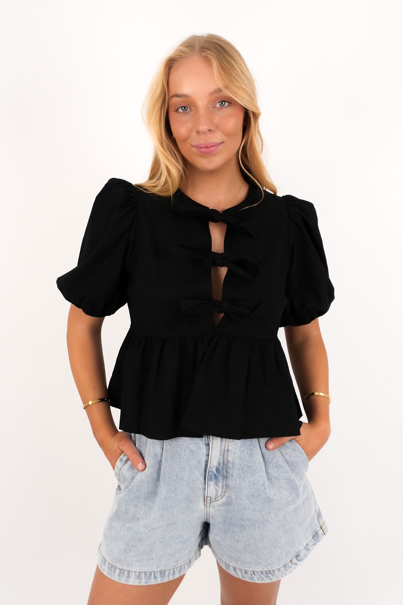 Aftersun Linen Top Black