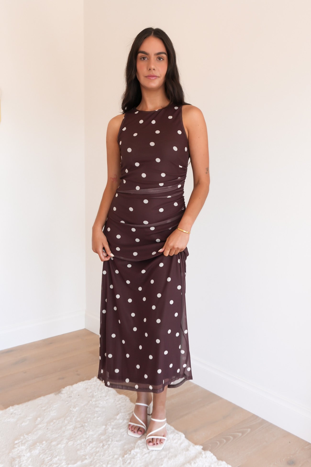 Aidyn Maxi Dress Chocolate Polka Dot