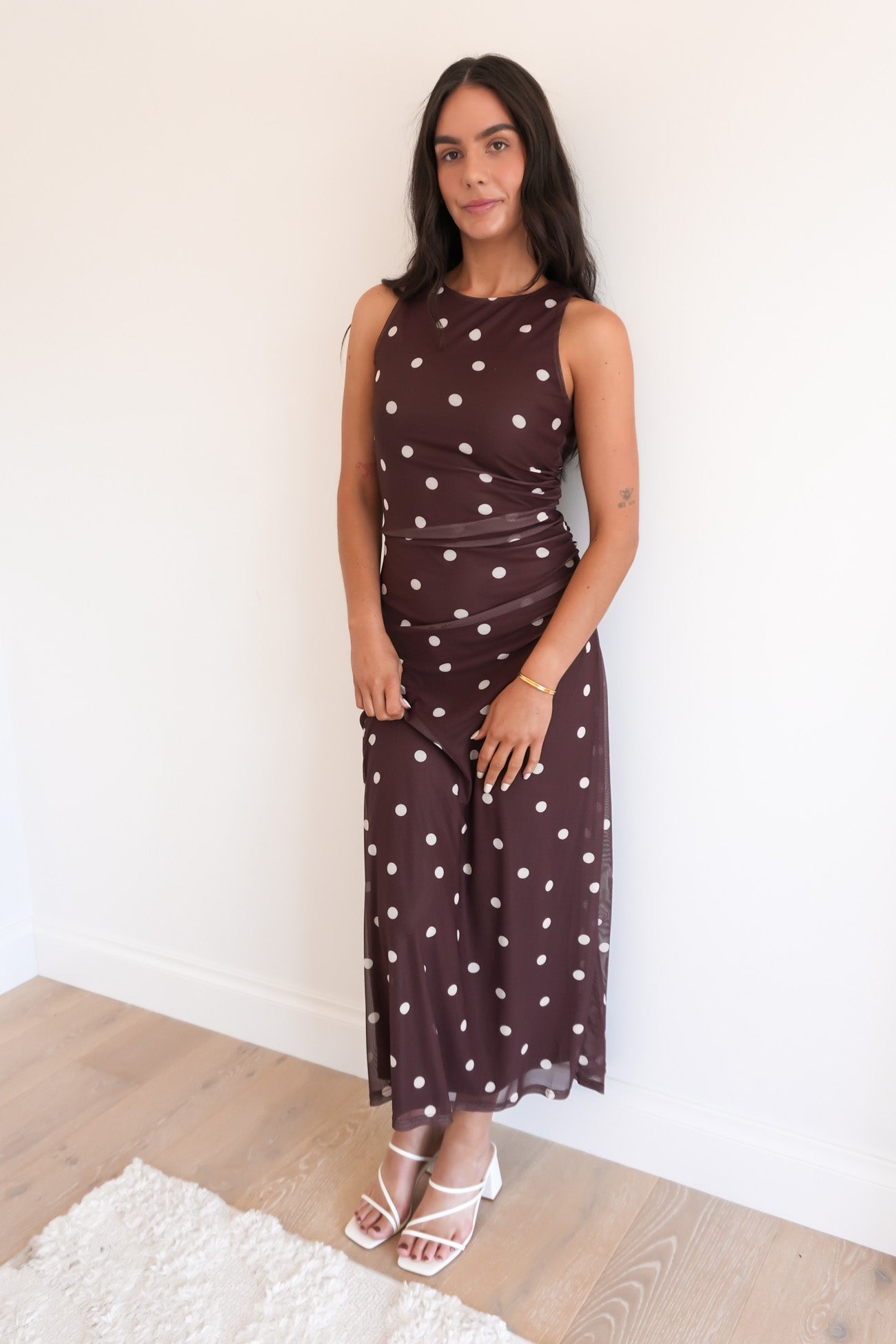 Aidyn Maxi Dress Chocolate Polka Dot
