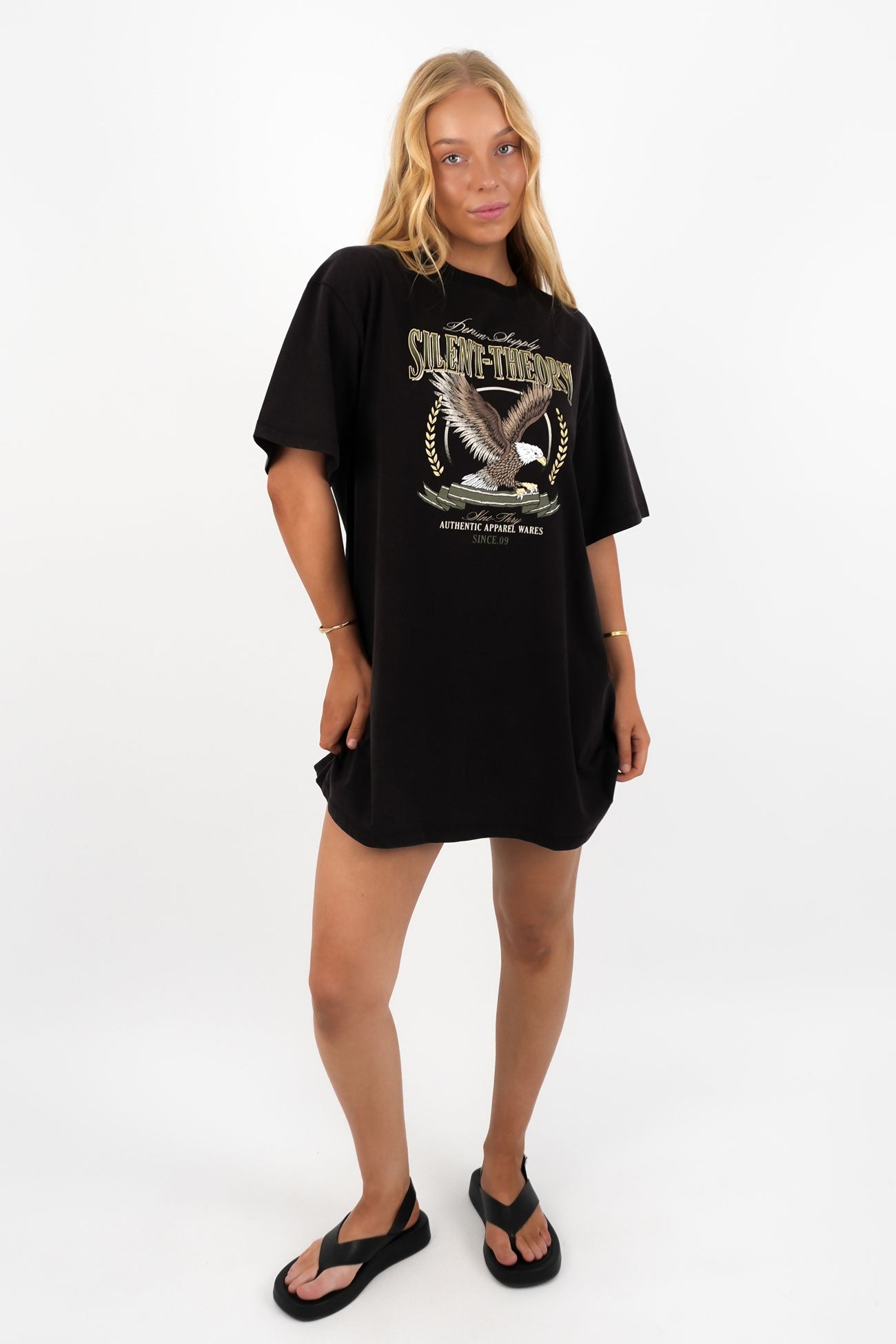 Airbourne Tee Dress Washed Black