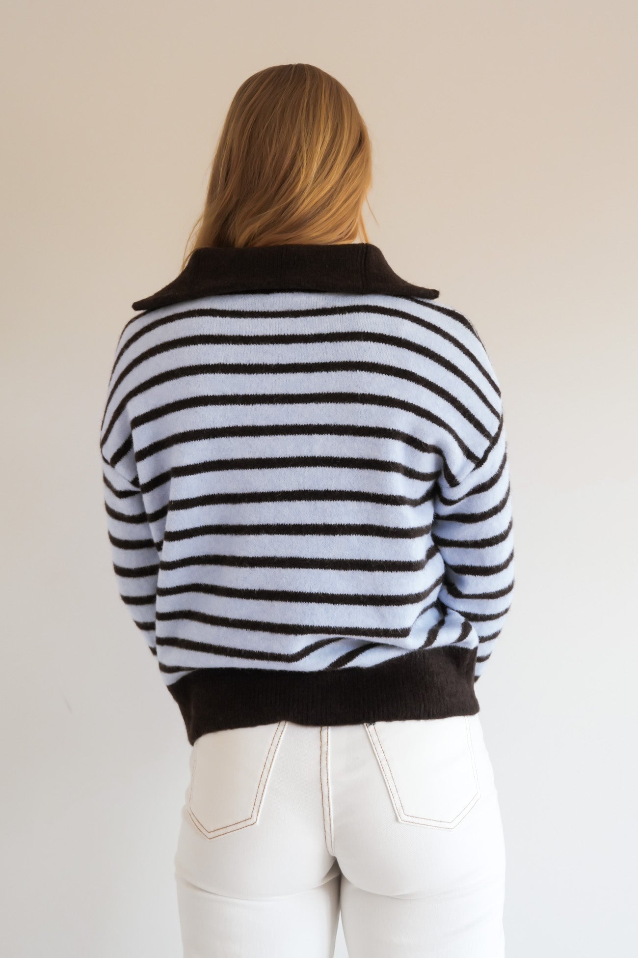 Alden 1/4 Zip Knit Jumper Blue Stripe