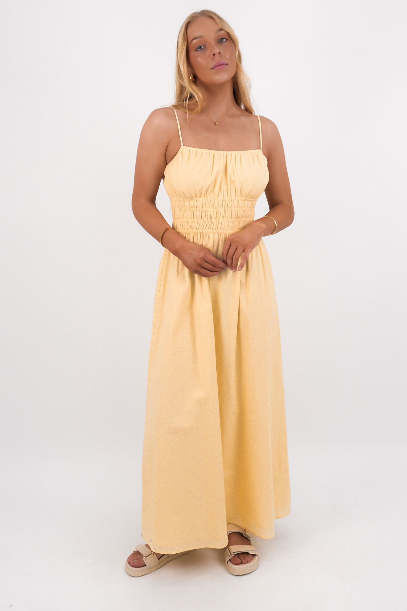 Alessa Linen Maxi Dress Yellow