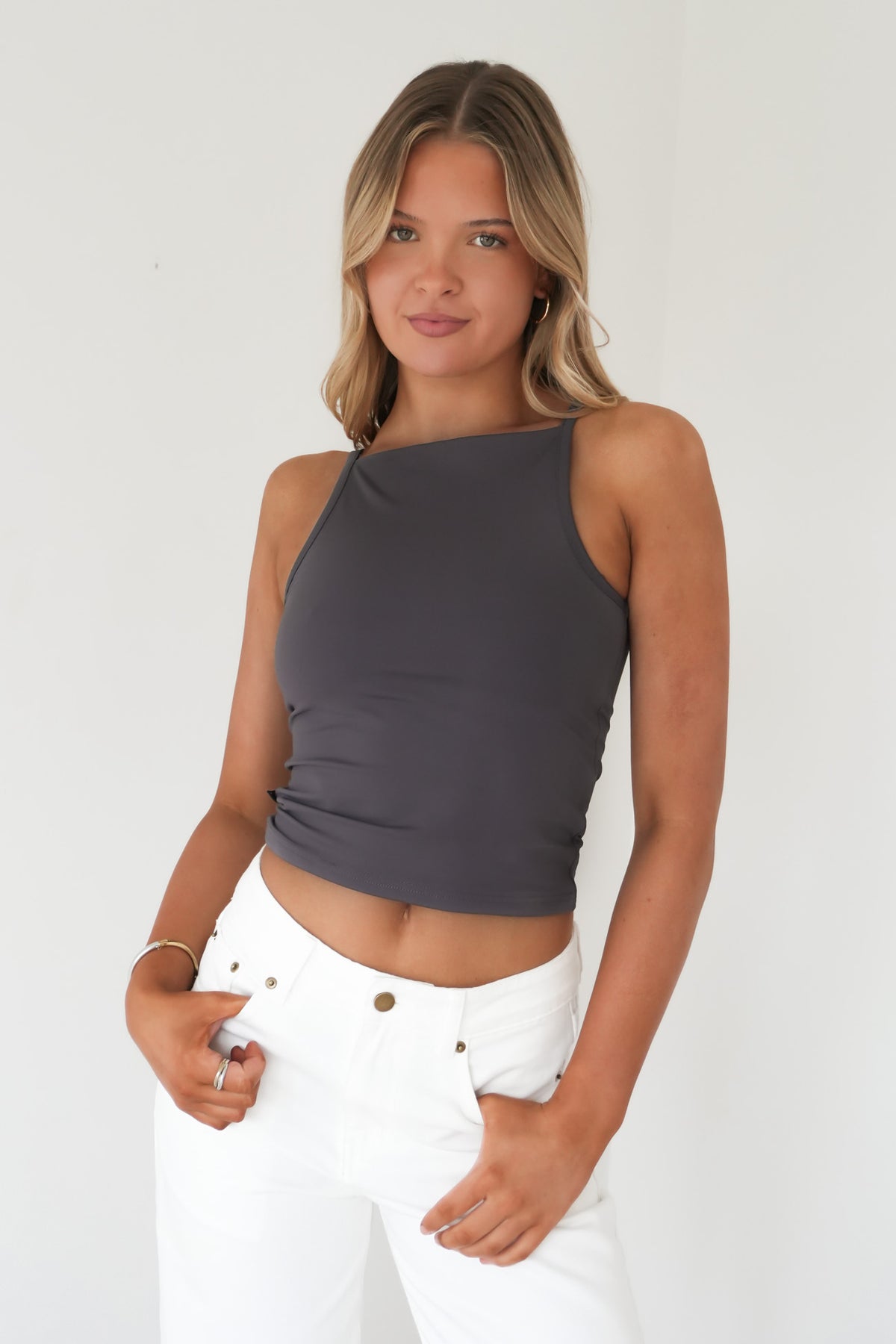 Alex Smooth Tank Charcoal