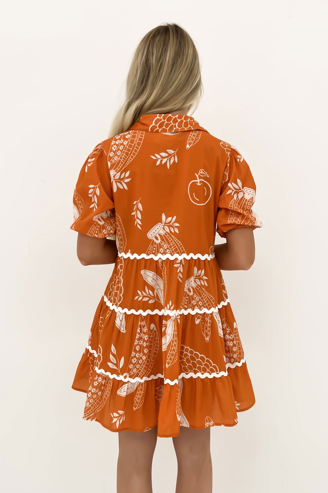 Alice Mini Dress Rust White Riviera
