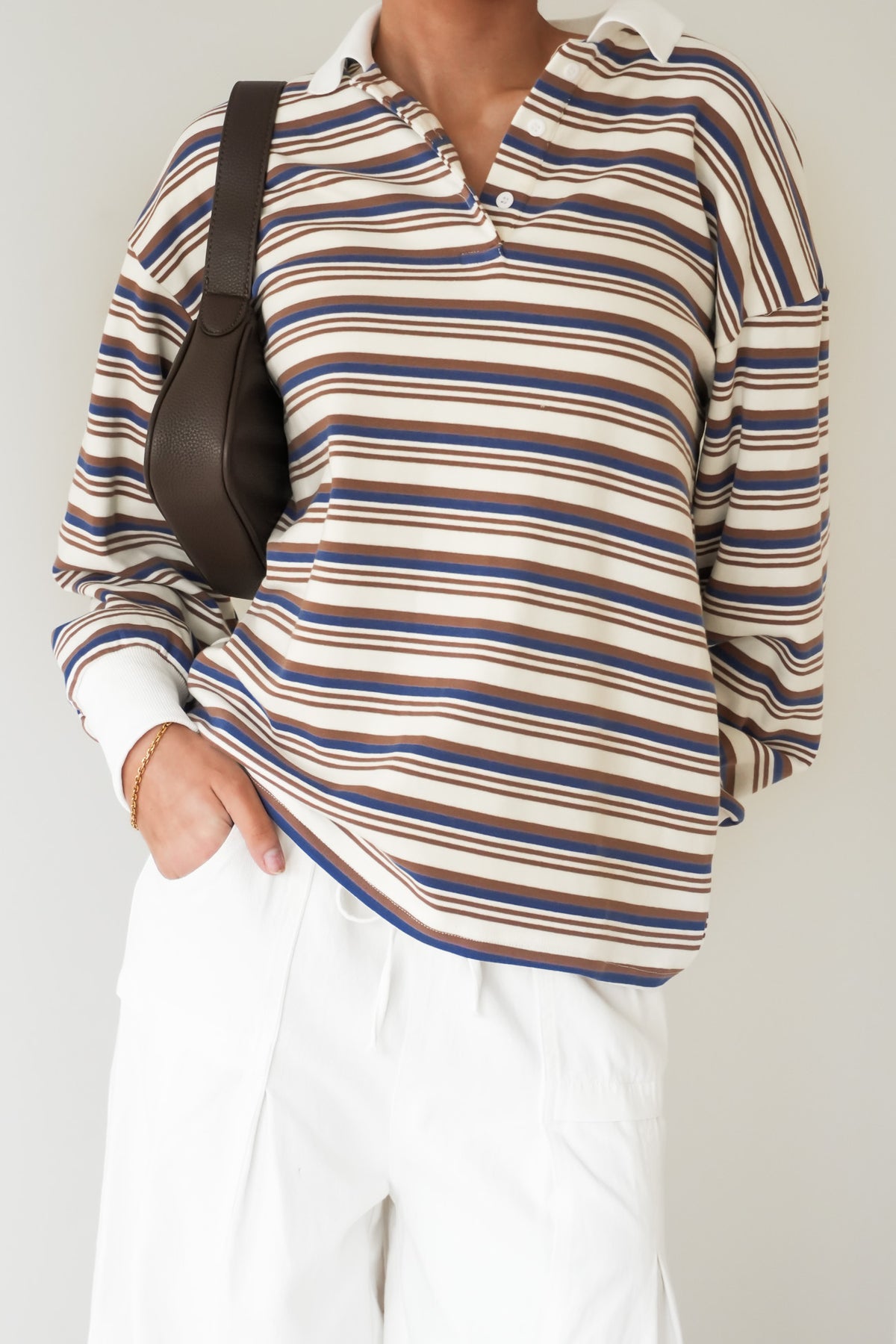 Alice Rugby Top Mocha Blue Stripe