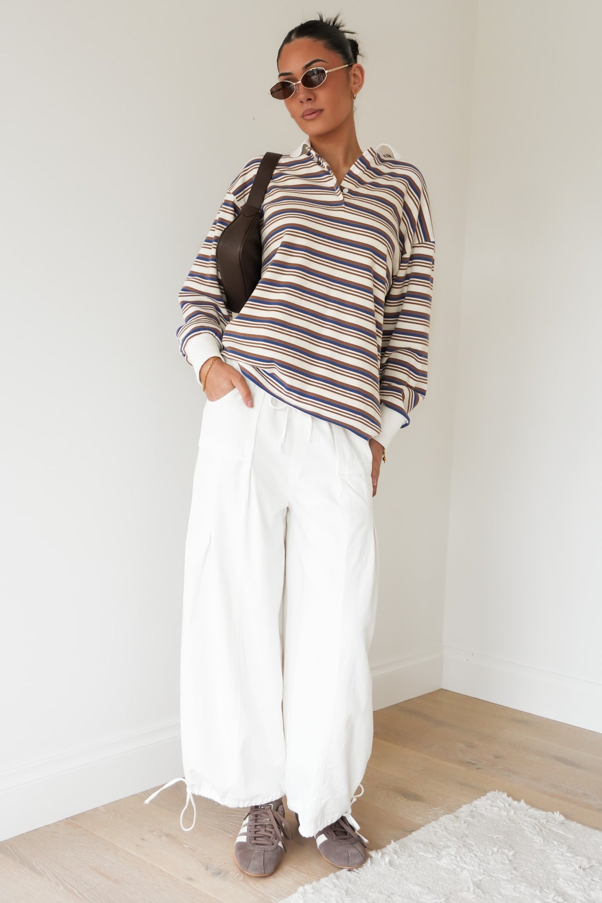 Alice Rugby Top Mocha Blue Stripe