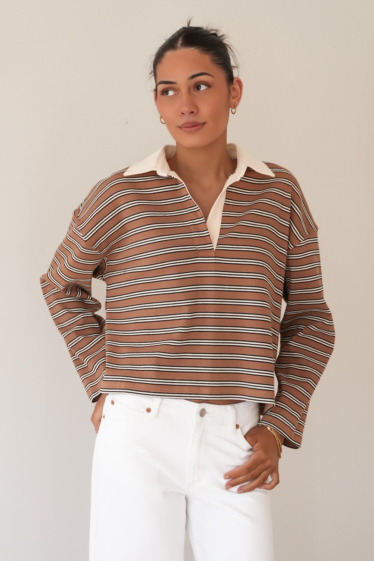Alisa Rugby Tee Toffee Stripe