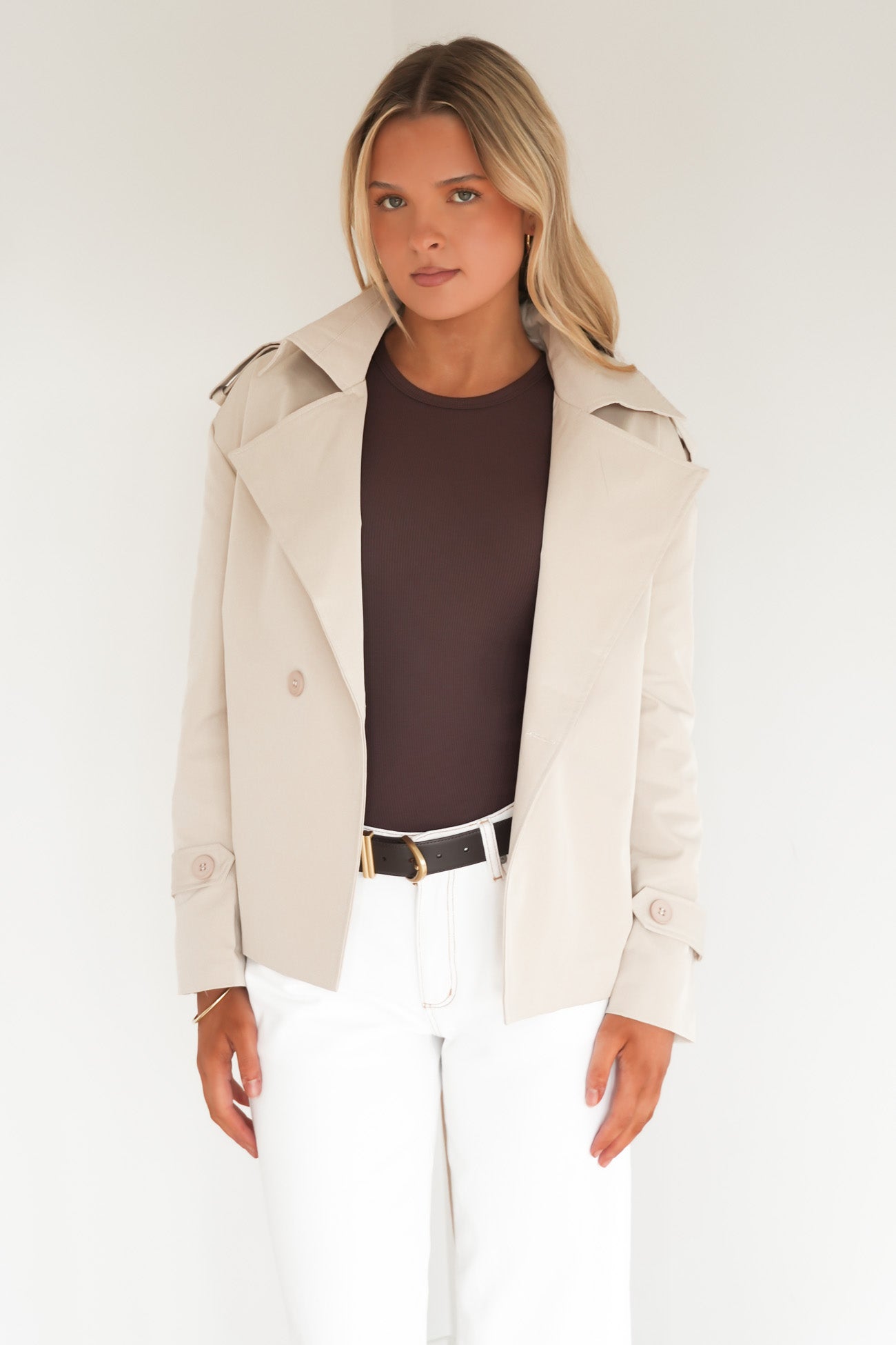 Alysia Crop Trench Beige
