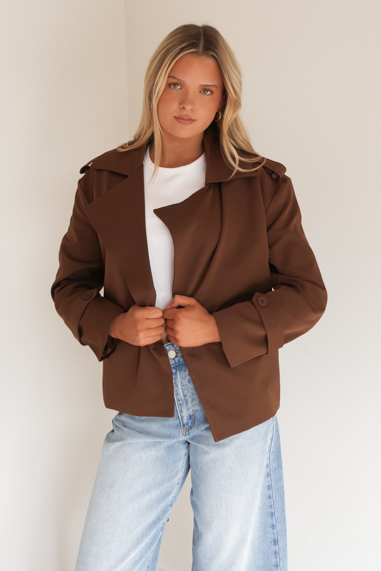 Alysia Crop Trench Chocolate