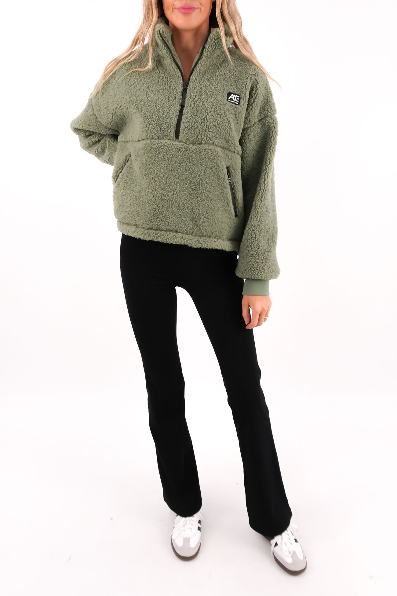 Amara Quarter Zip Teddy Khaki