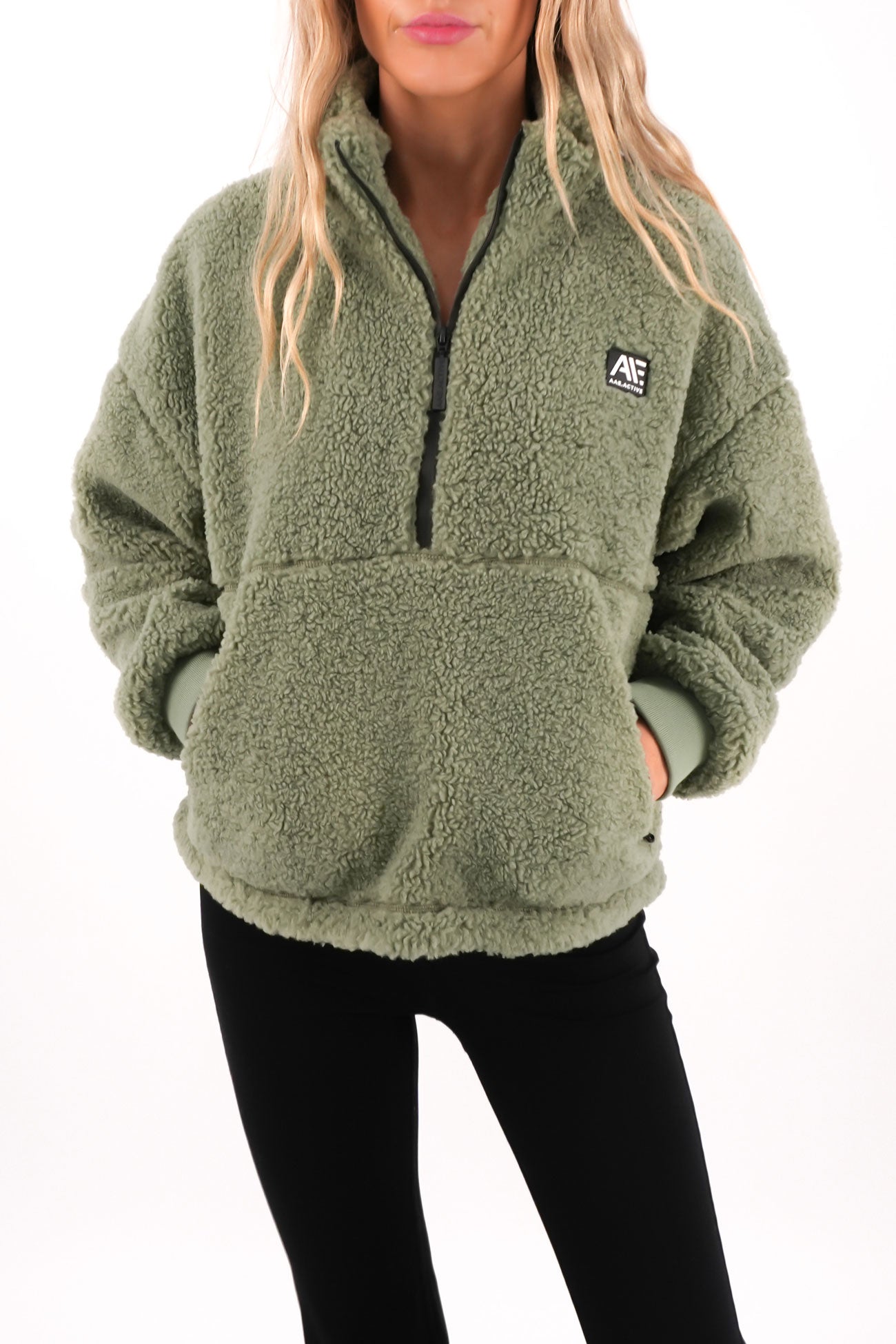 Amara Quarter Zip Teddy Khaki