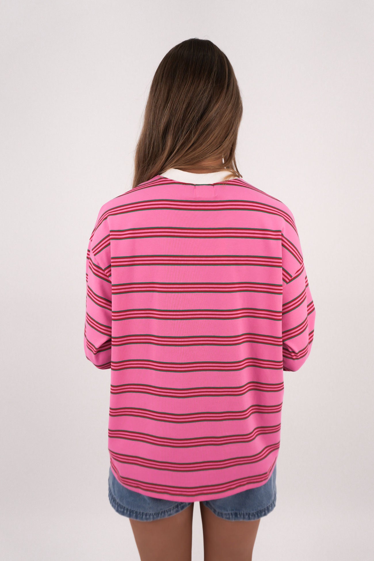 Amiah Long Sleeve Tee Pink Stripe