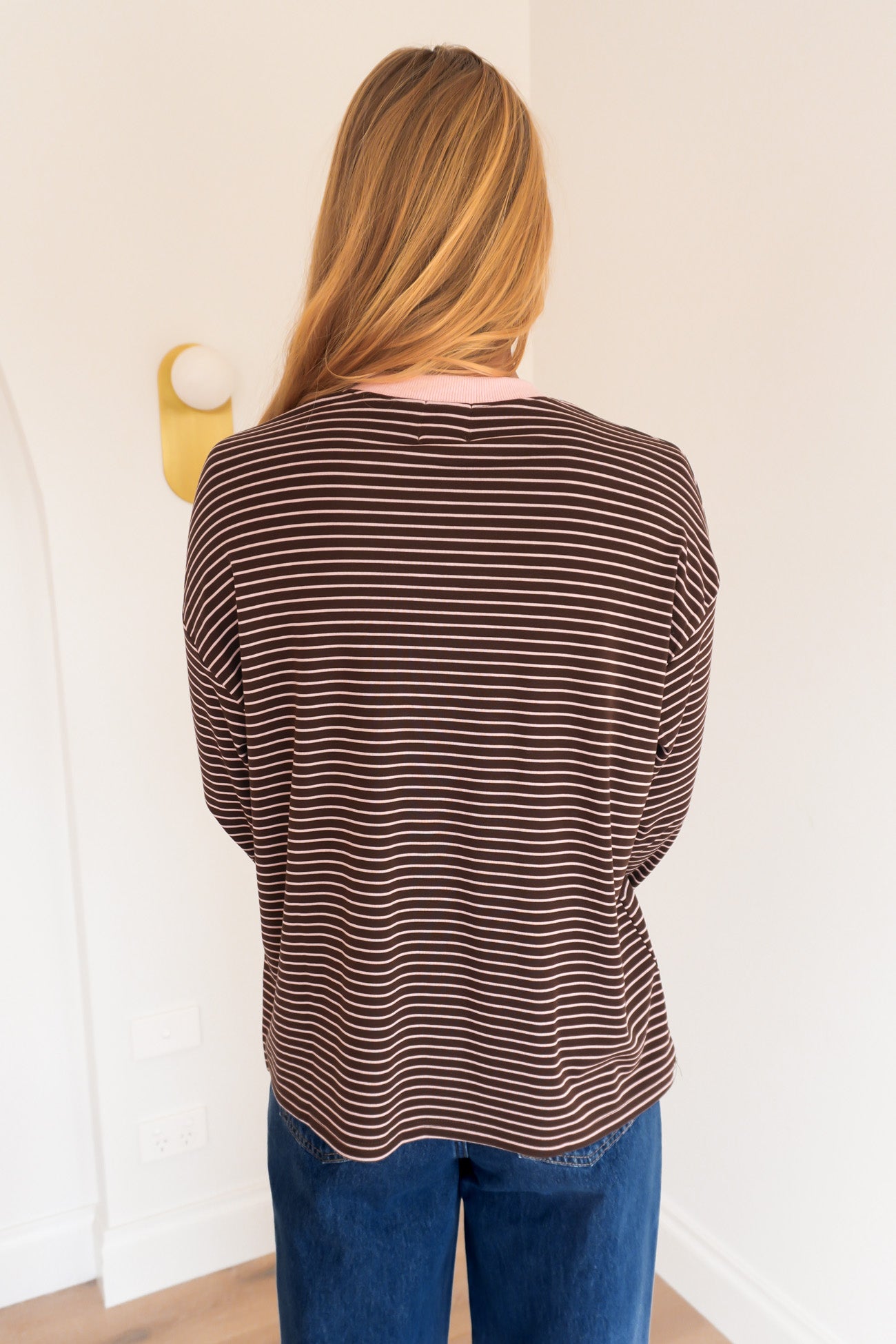 Amiah Long Sleeve Tee Chocolate Stripe
