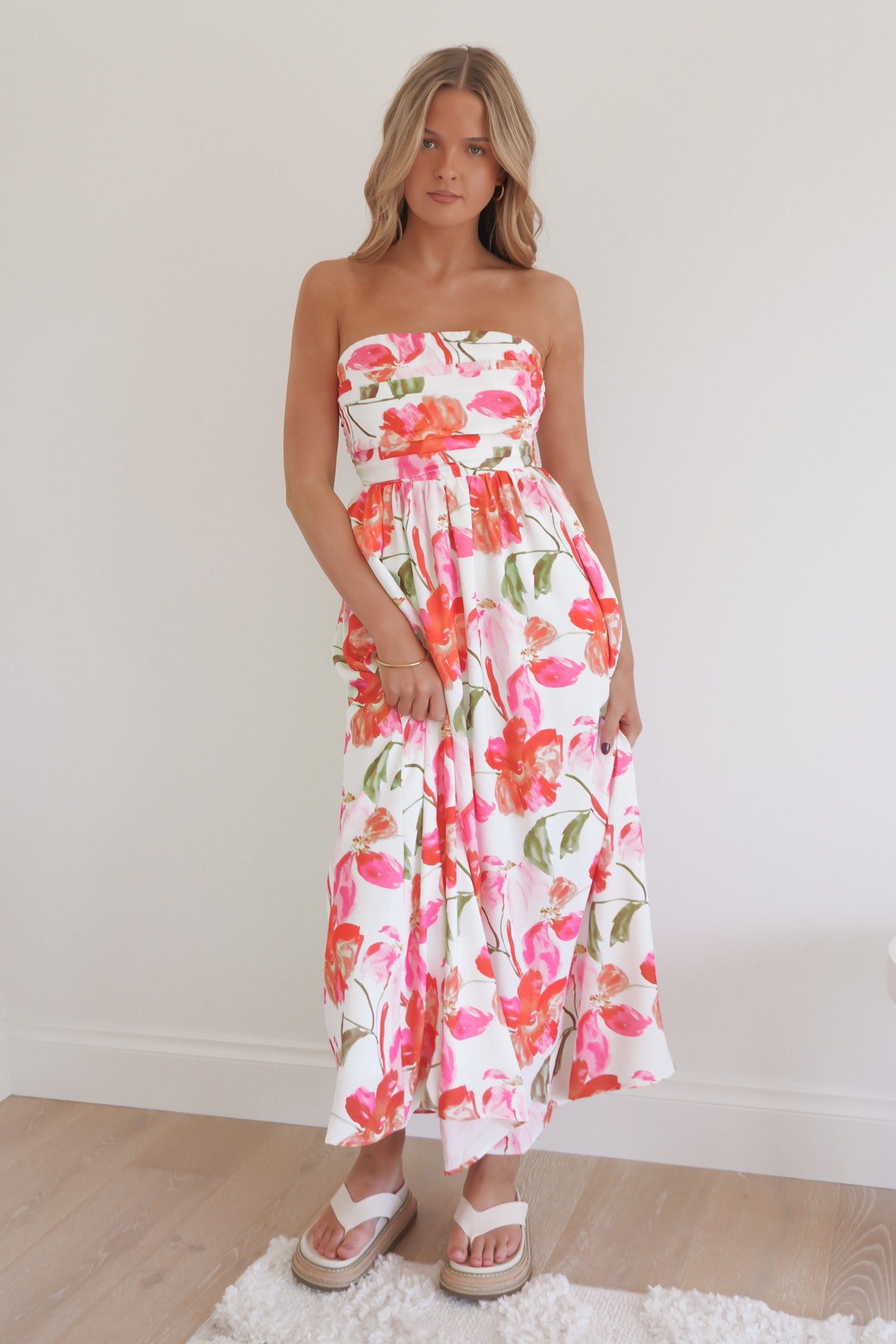 Angelo Midi Dress Pink Floral