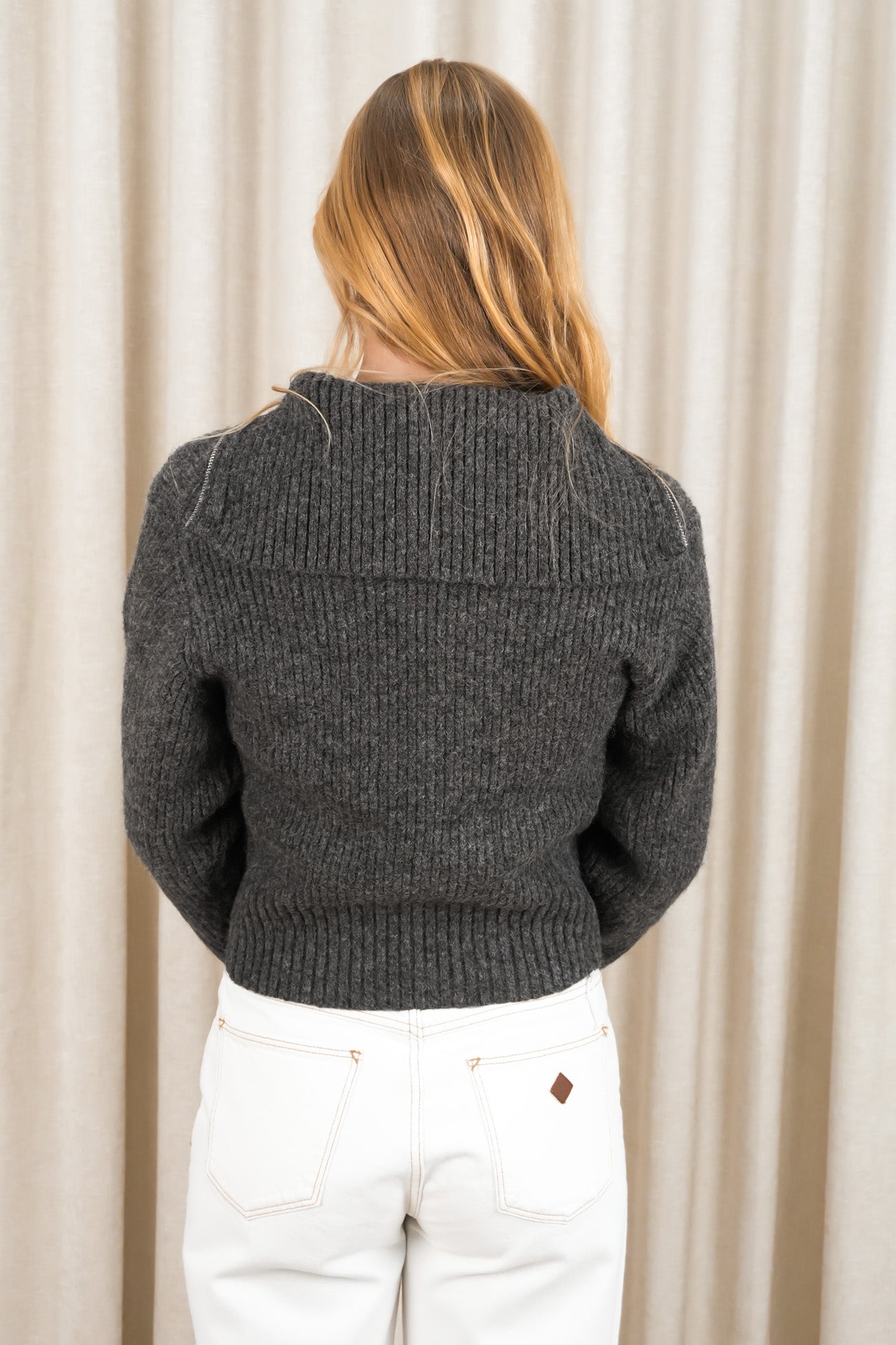 Annalise Zip Thru Knit Charcoal
