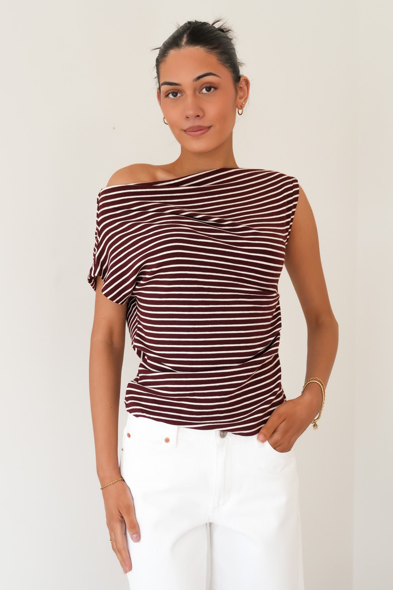 Anne Top Chocolate Stripe
