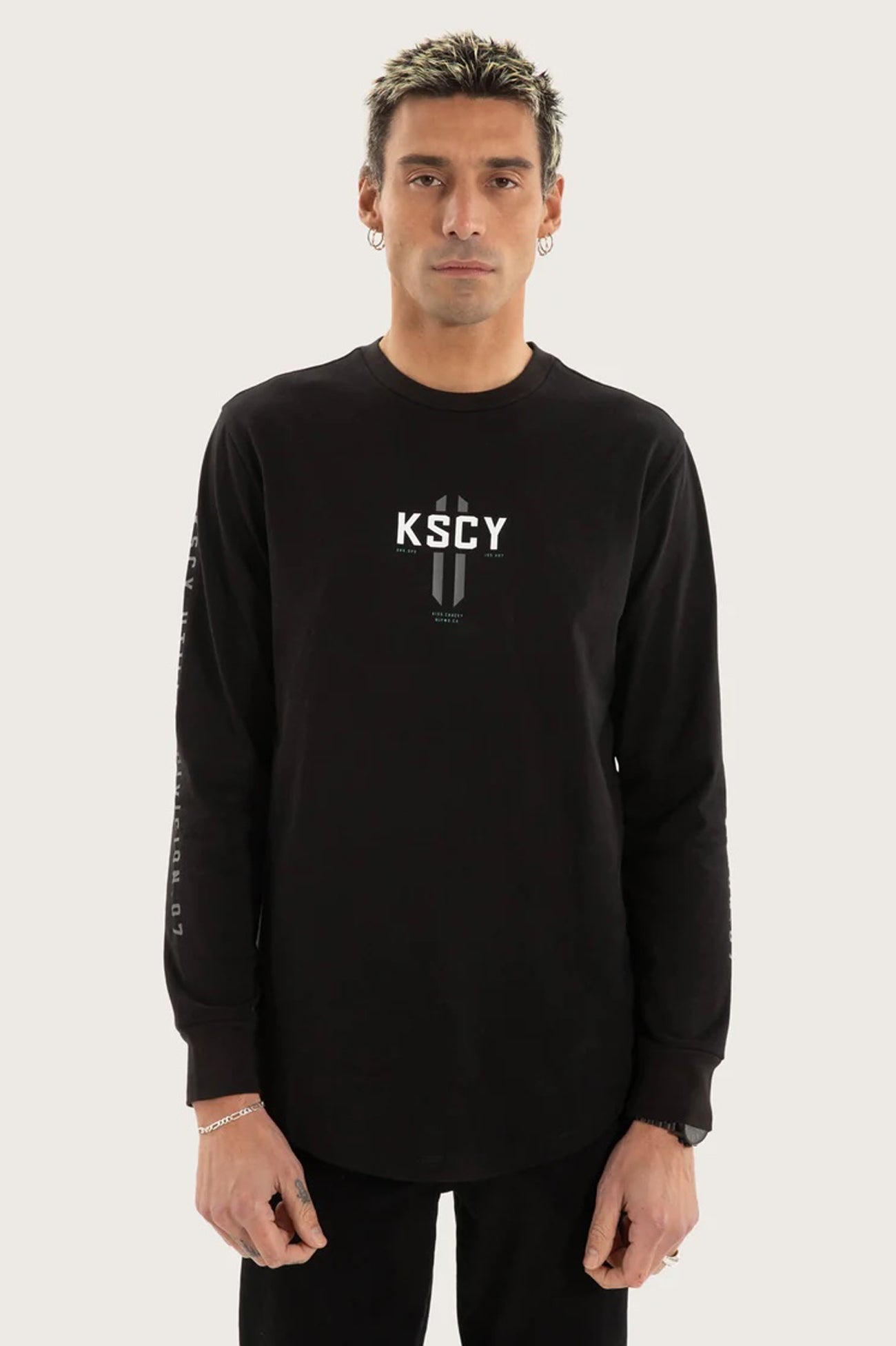Arcade Dual Curved Long Sleeve Tee Black f