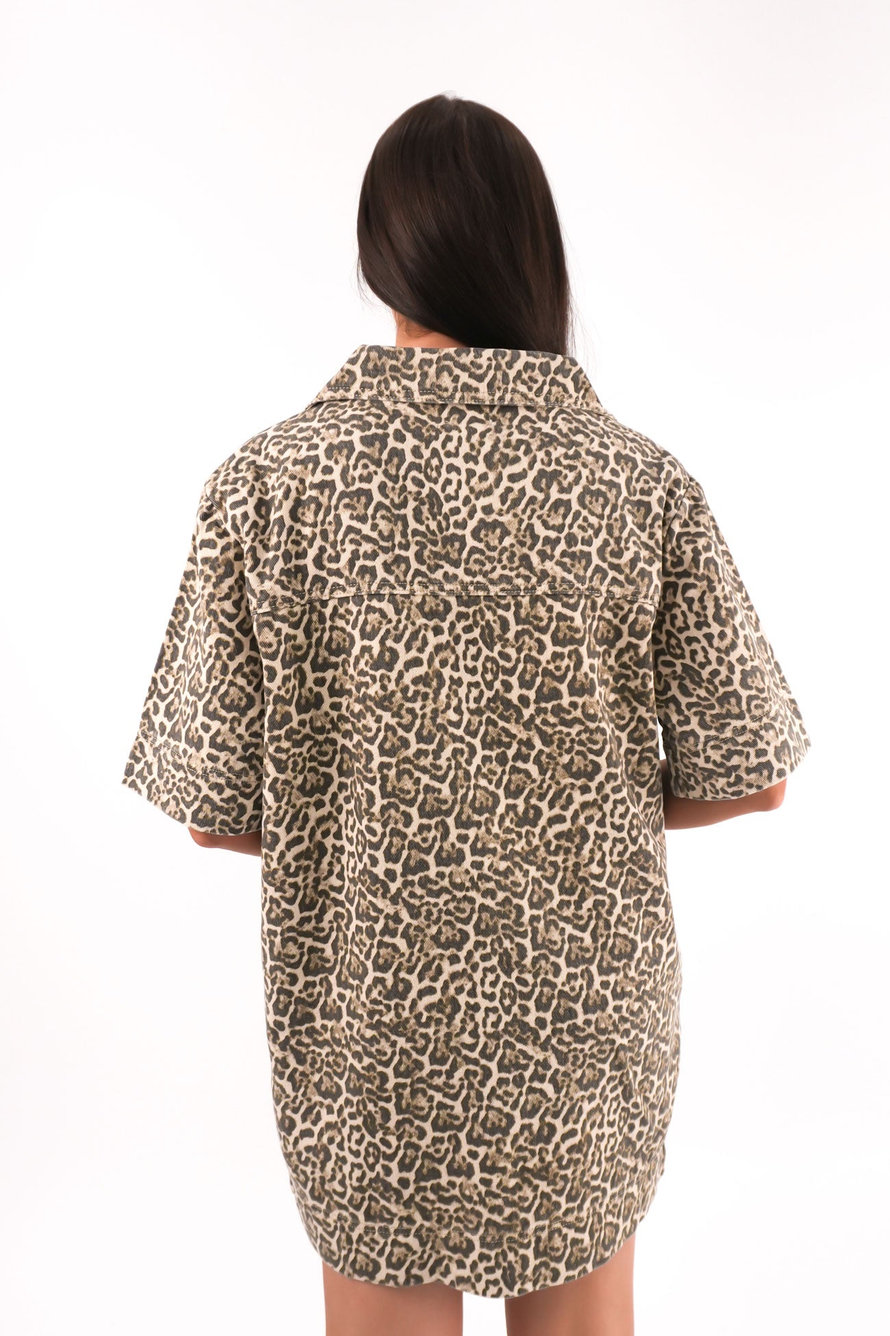 Audrey Denim Mini Dress Leopard