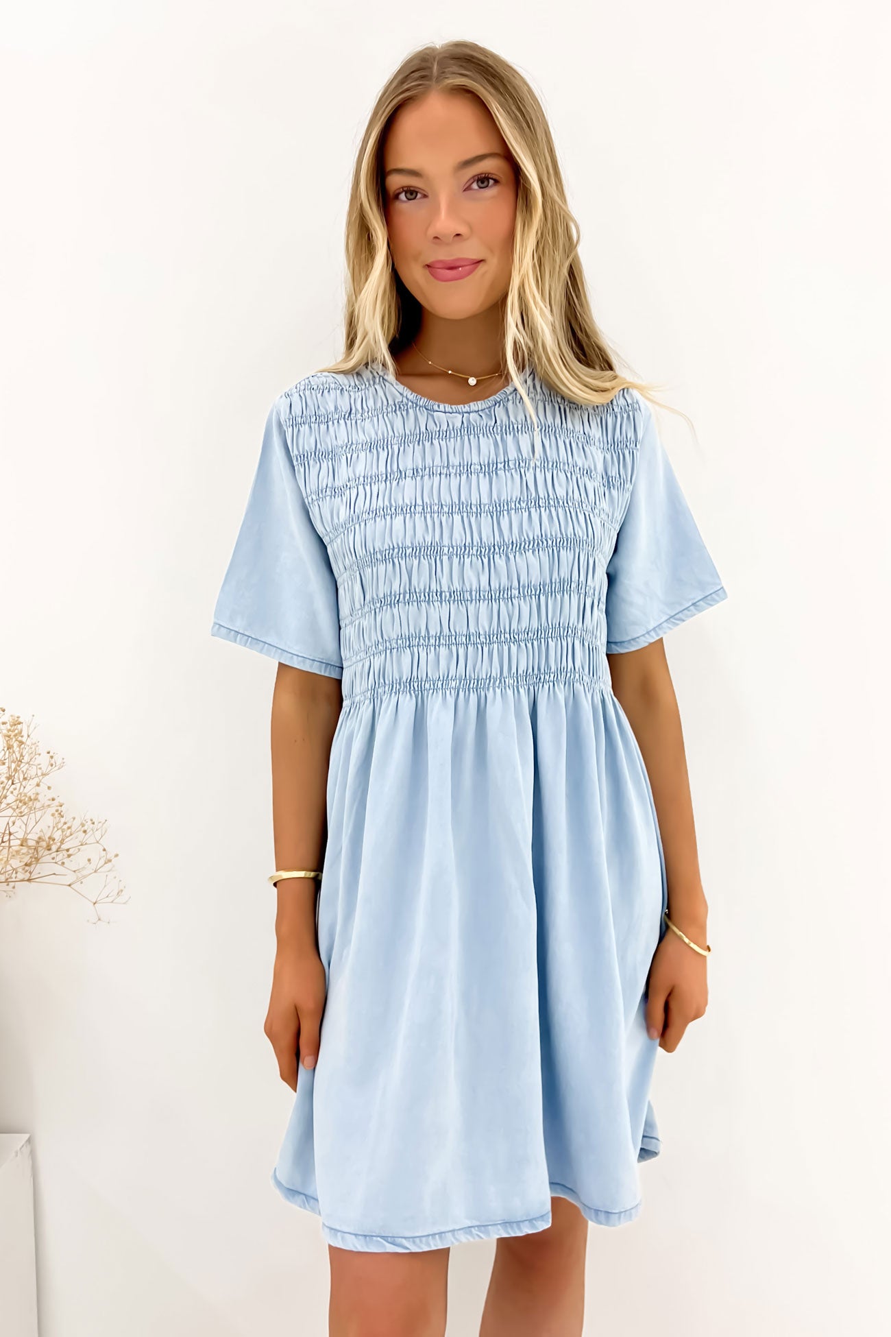 Adia Top and Shorts Set - Light Blue Denim