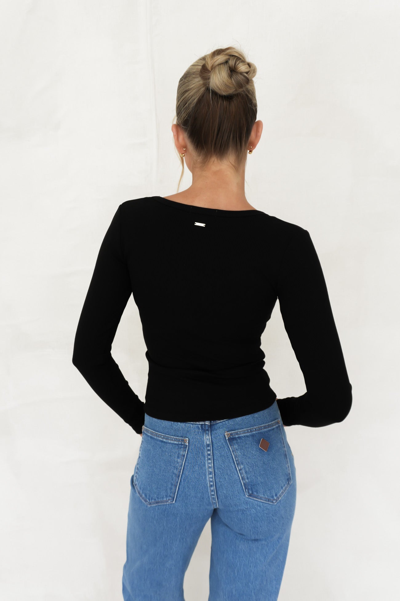 BZ Luxe Rib Long Sleeve Top Black