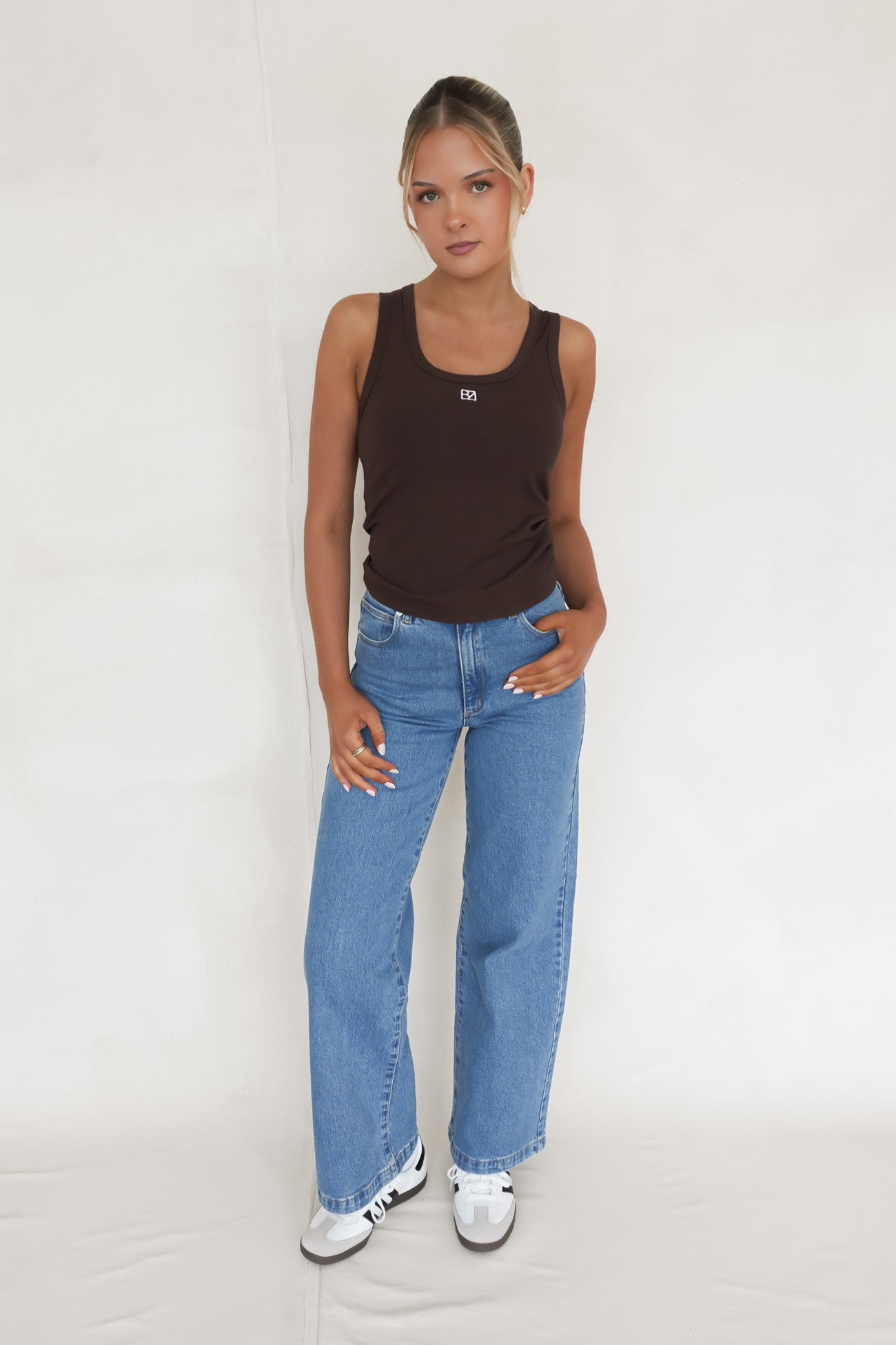 BZ Luxe Rib Tank Chocolate